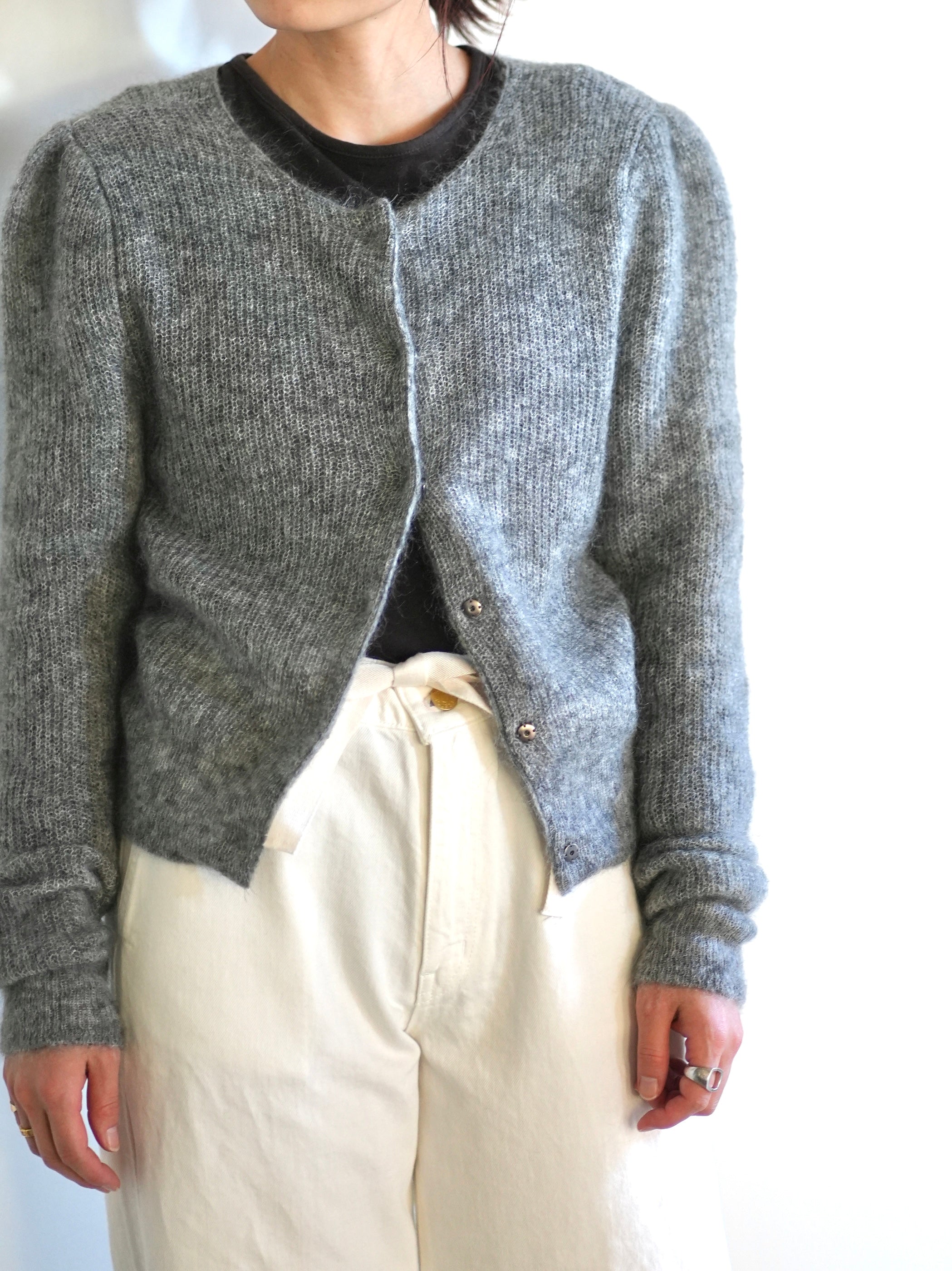 ROUND NECK SHEER CARDIGAN