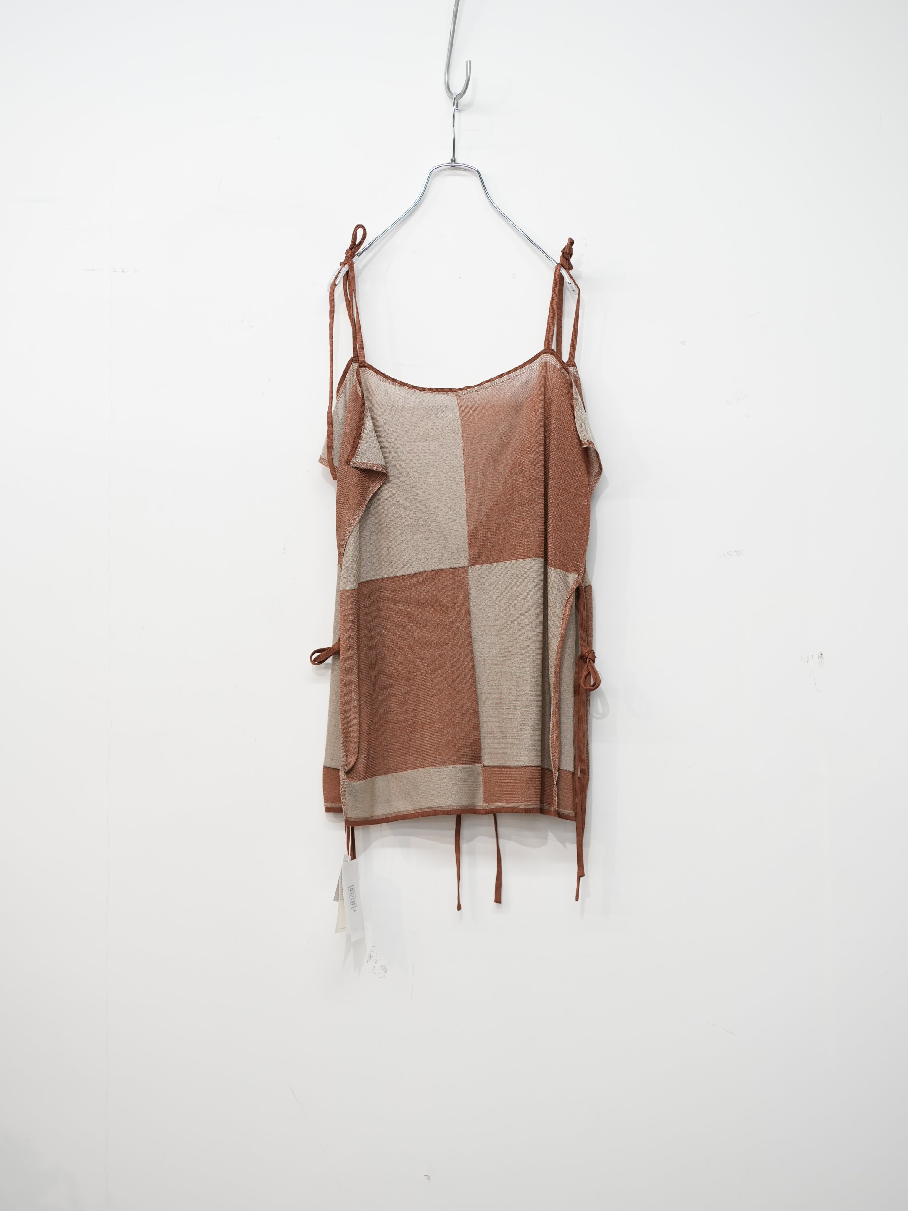 BLOCK CHECK KNITTED TOPS