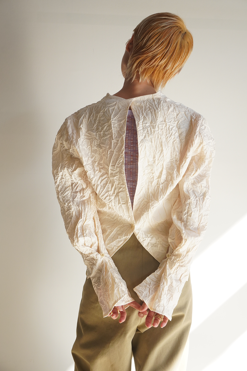 Wrinkle Satin Bolero Tailcoat(Ivory)