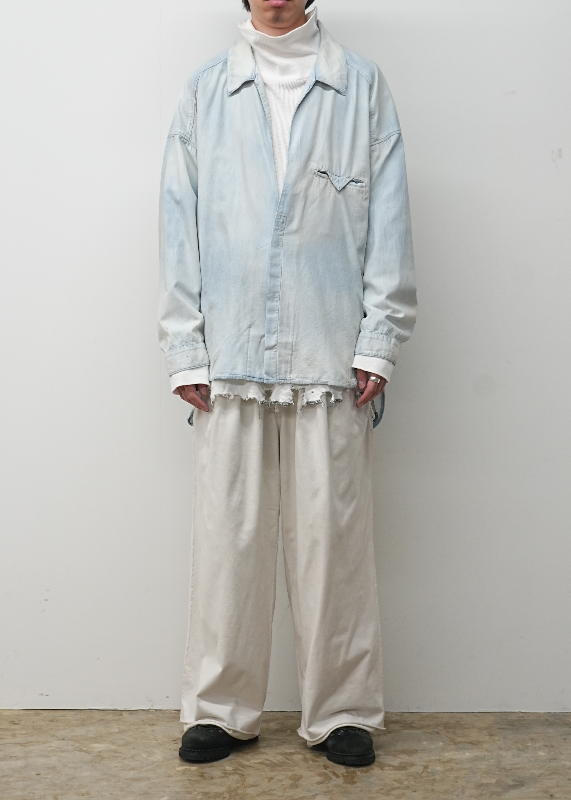 AGING CHAMBRAY LONG SHIRT(INDIGO)