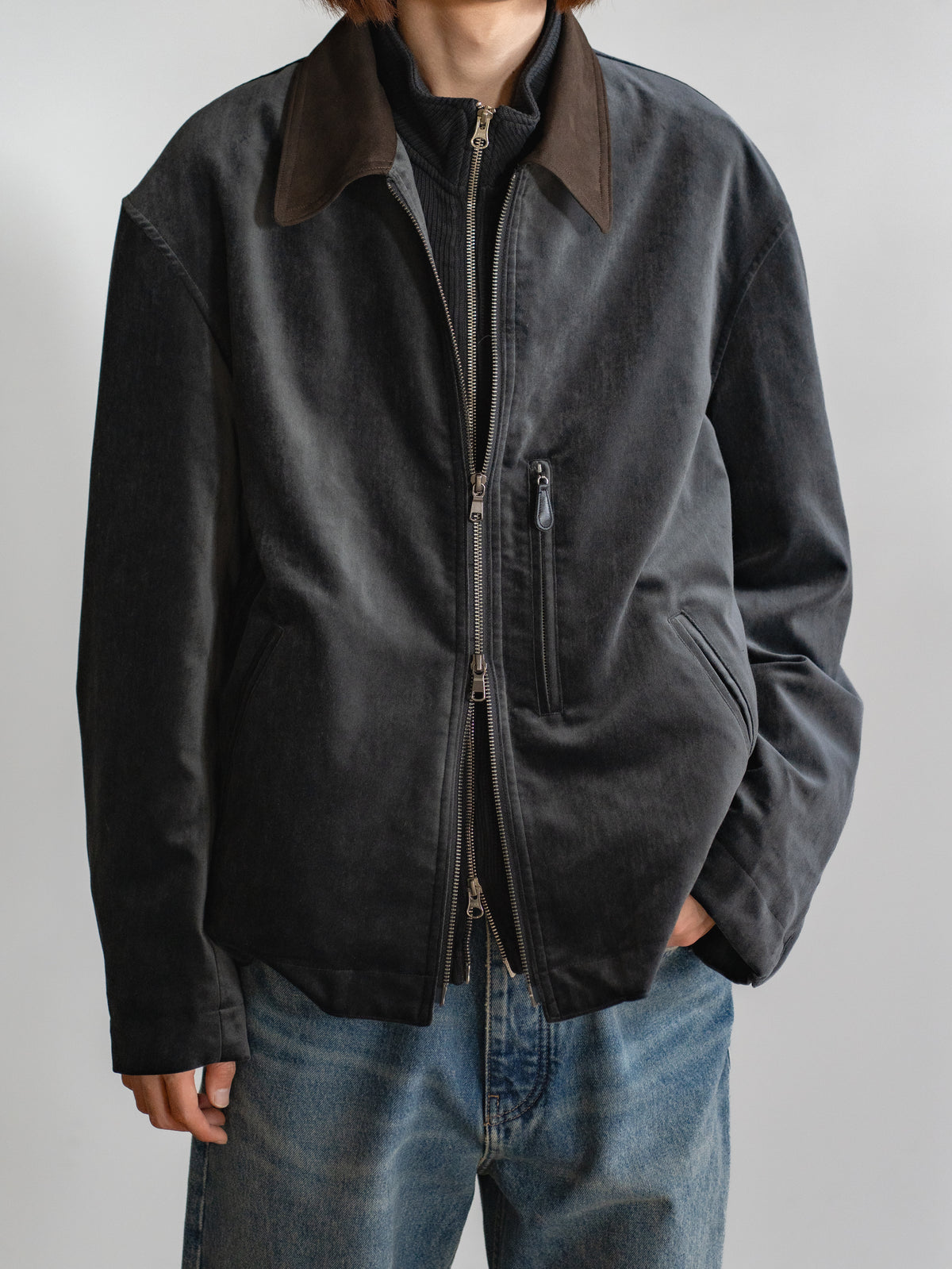 COTTON VELVET MINIMAL RIDING JACKET