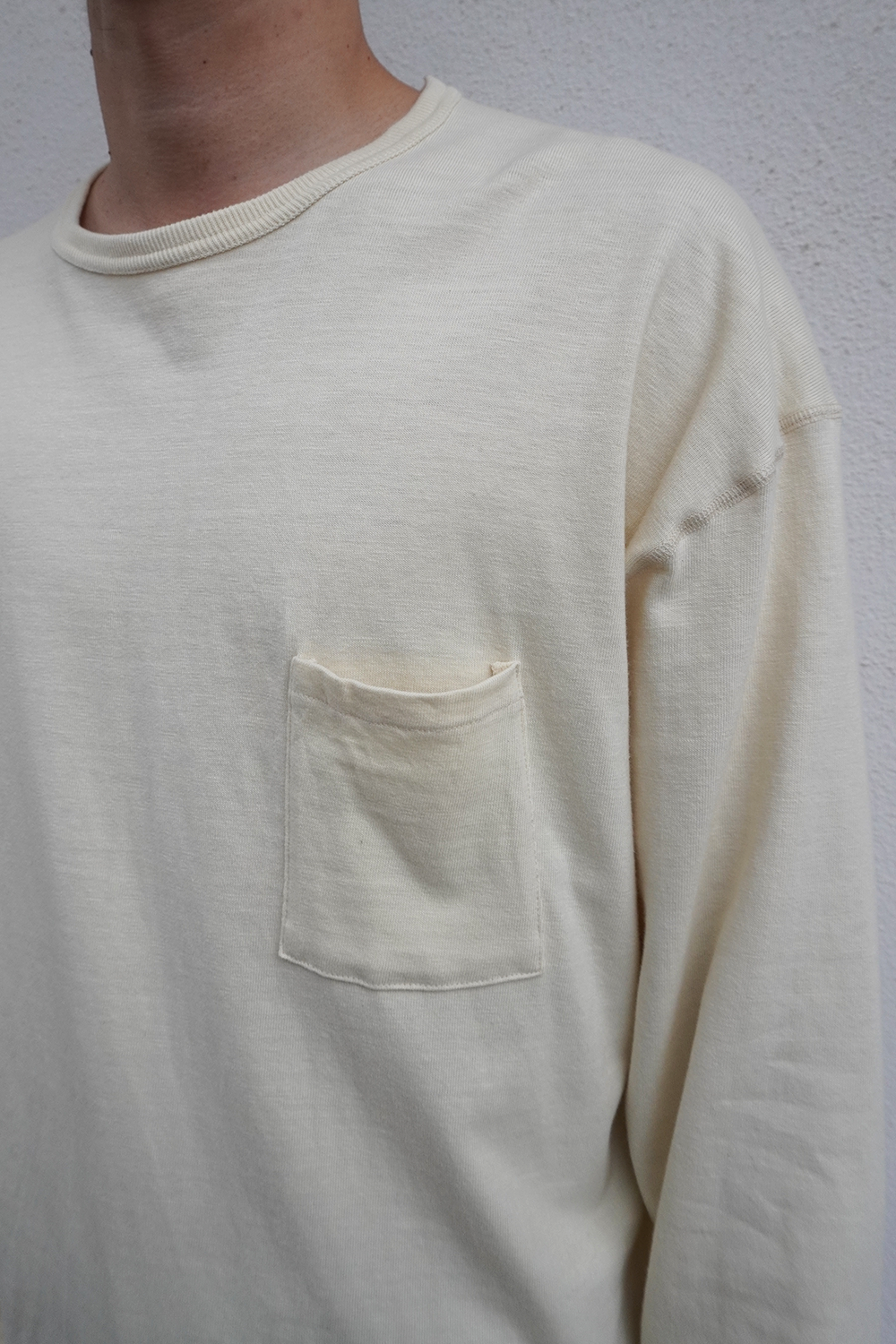 C/R CREW NECK LS T-SHIRT(CREAM)