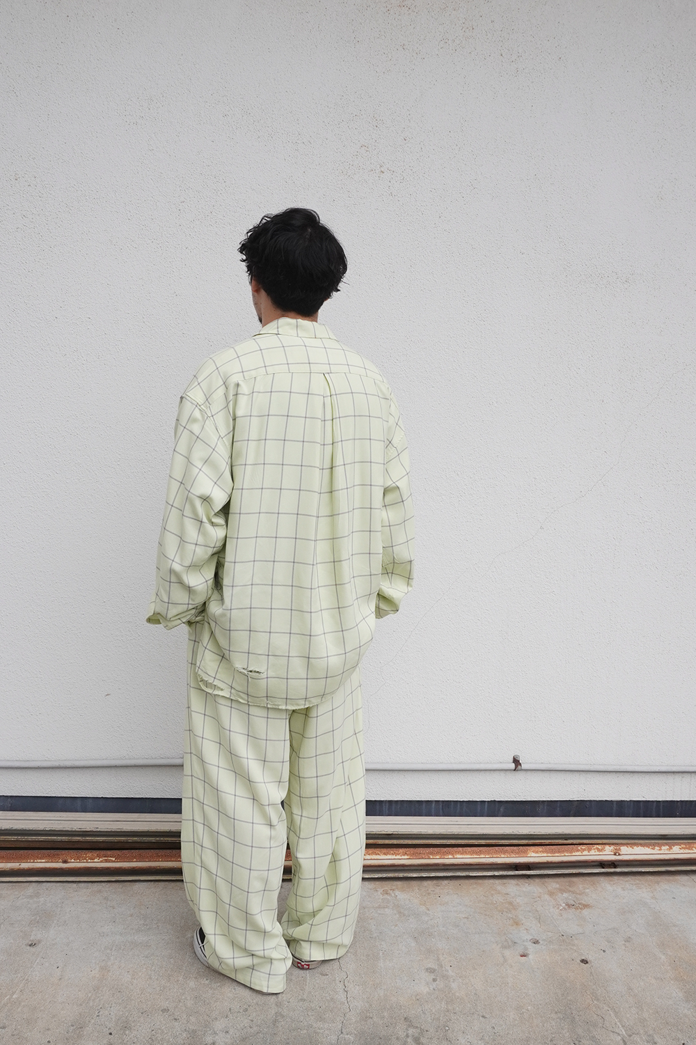 RAYON CHECK CRASH LS SHIRT(MINT)