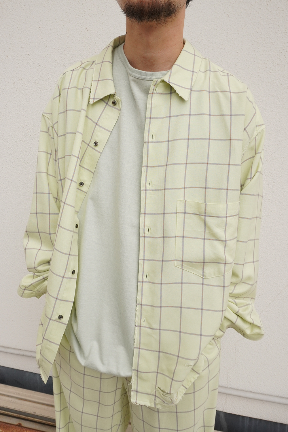 RAYON CHECK CRASH LS SHIRT(MINT)