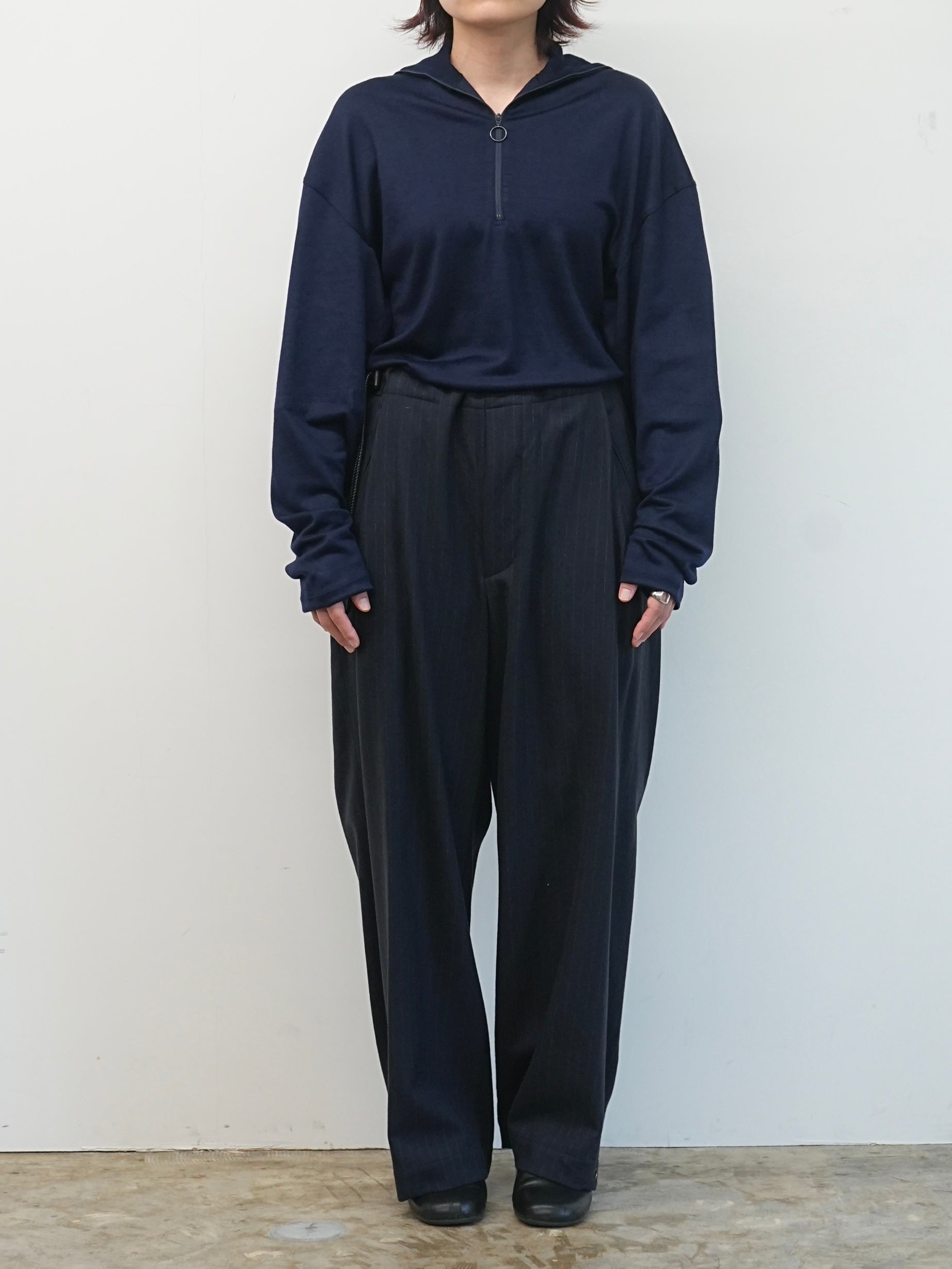 WASHABLE WOOL VOLUME SLEEVE JERSEY(NAVY)