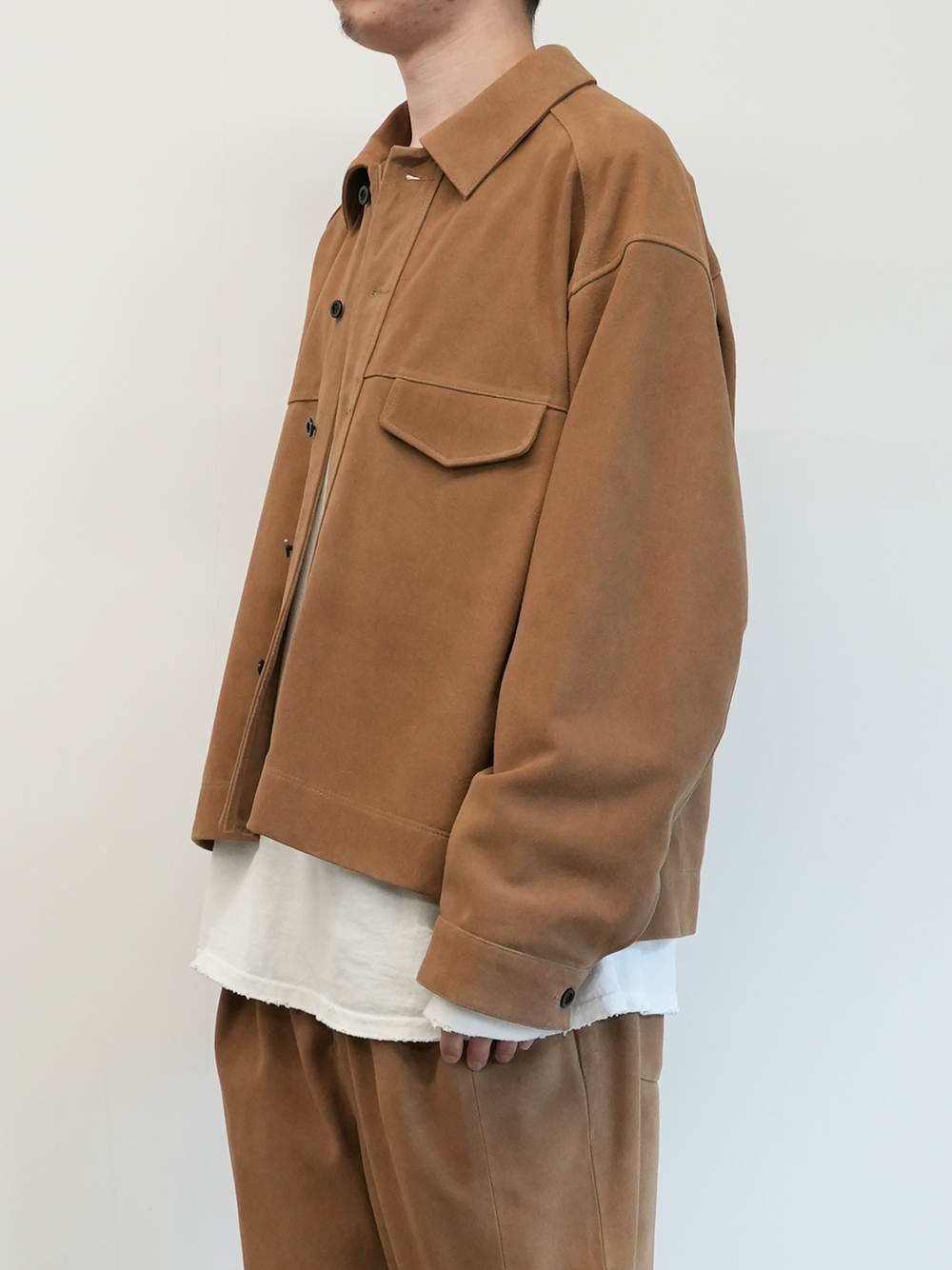 SUEDE SHORT SHIRT JACKET(BROWN)