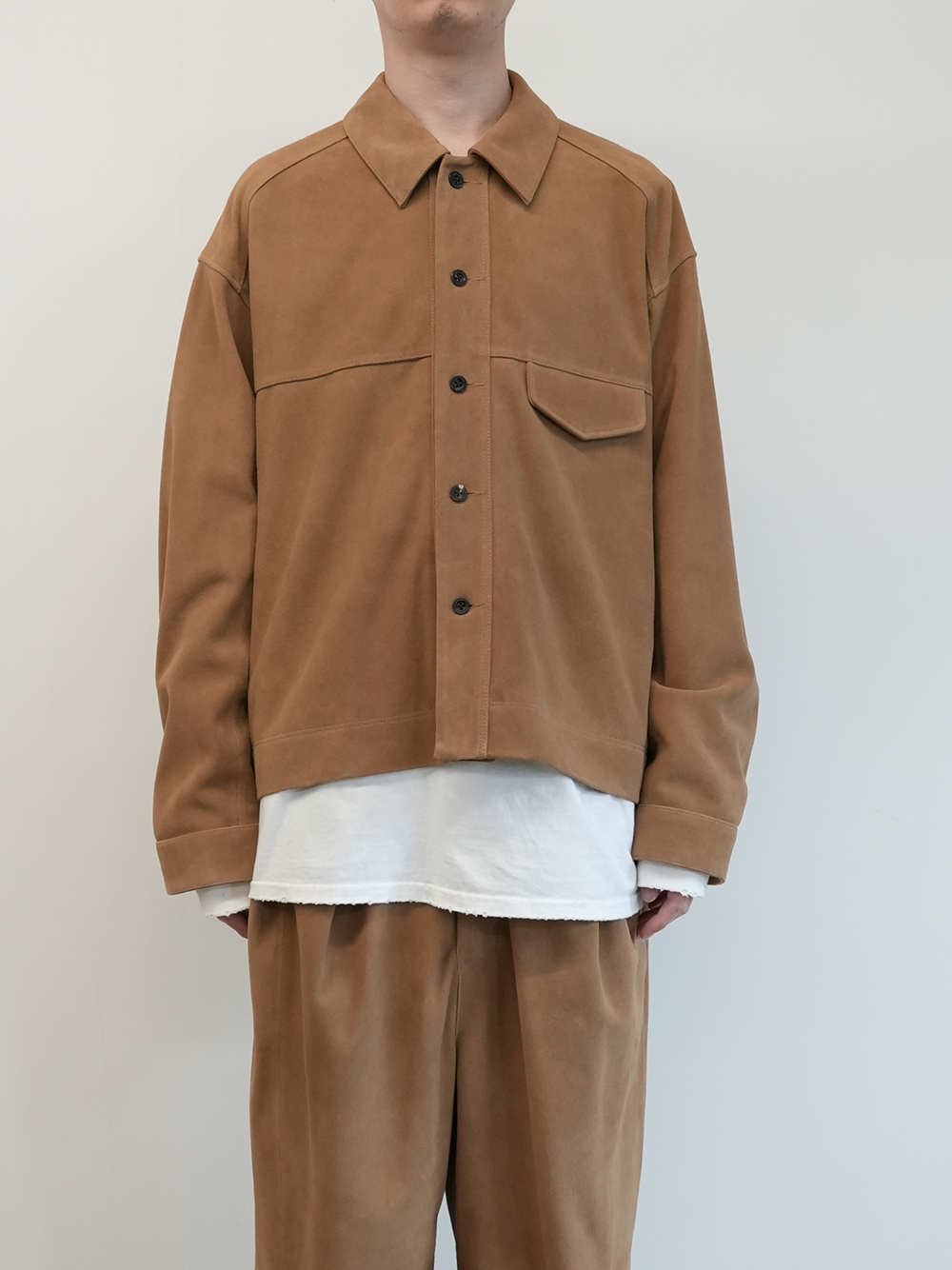 SUEDE SHORT SHIRT JACKET(BROWN)