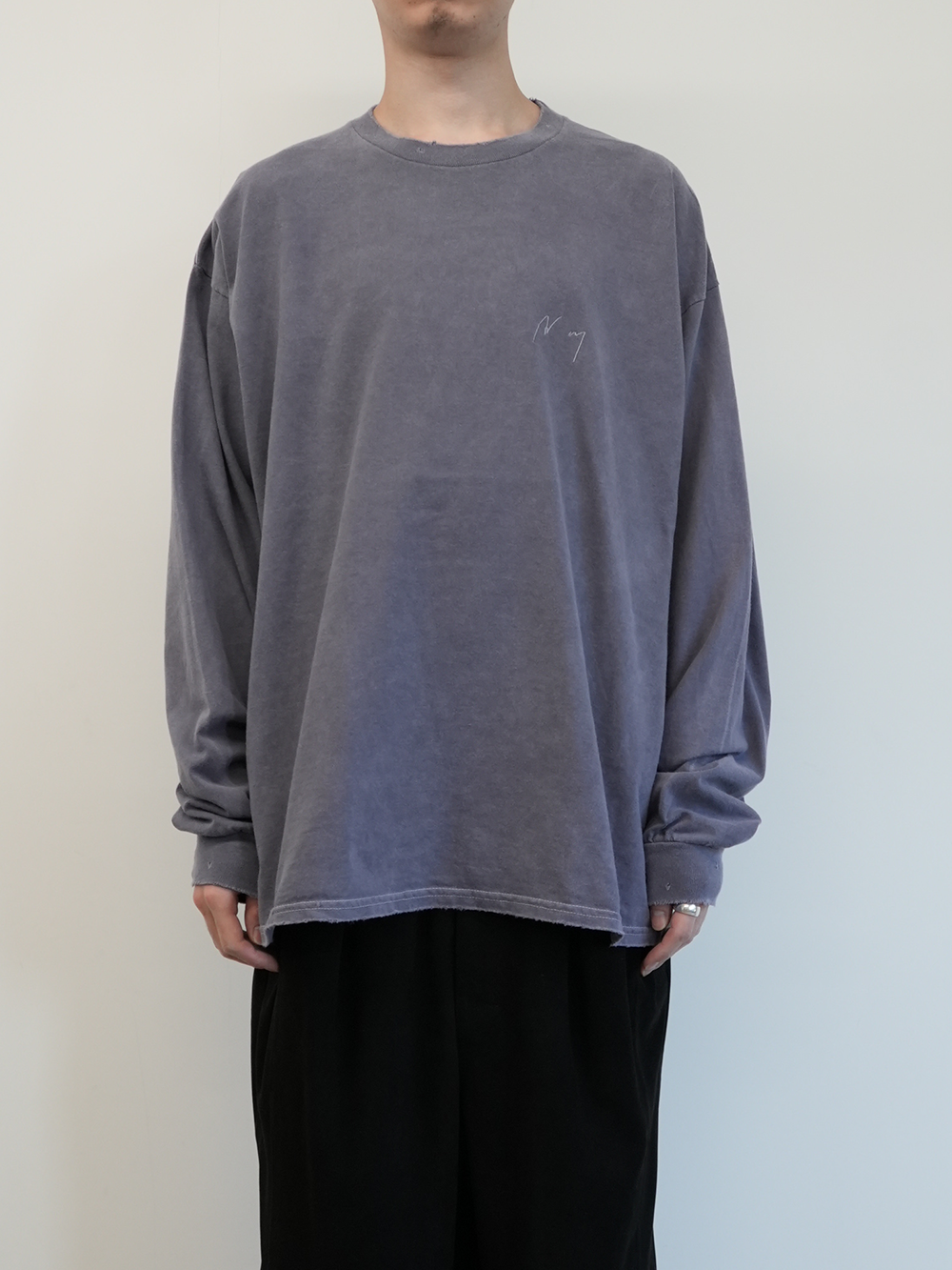 EMBROIDERY DYED LS T-SHIRT(PURPLE)