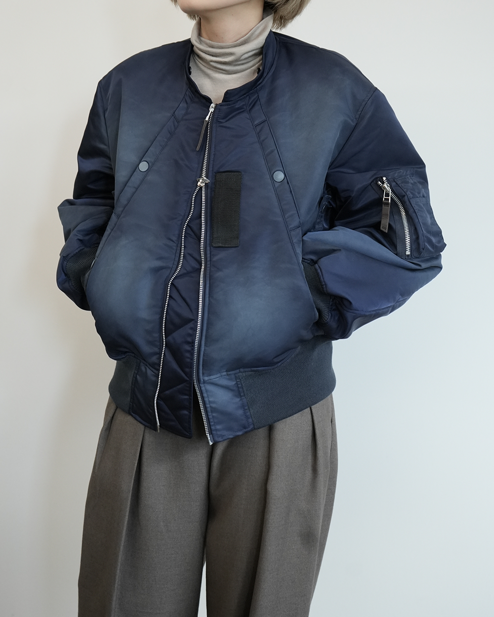 DETACHABLE COLLAR FLIGHT JACKET(NAVY)