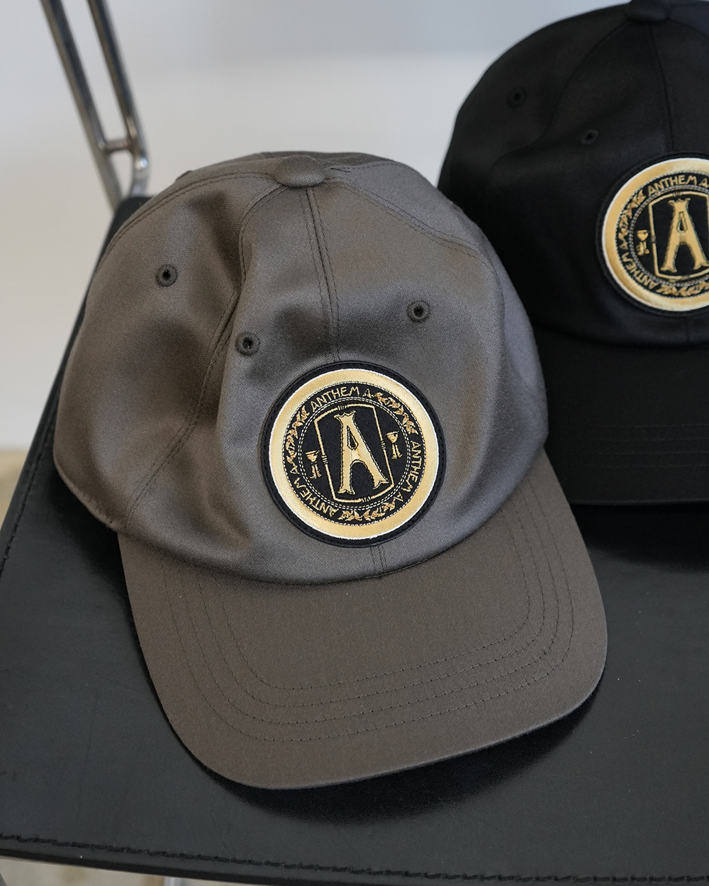 WOOL SATIN EMBROIDERY CAP(ASH BROWN)