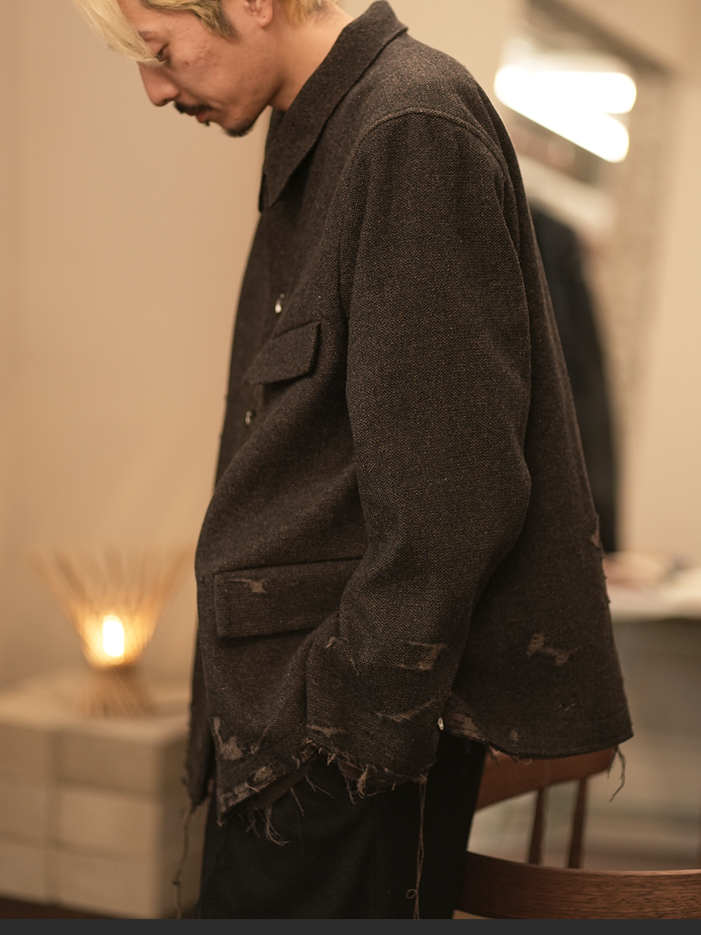 【ANCELLM/exclusive】TWEED CRASH JACKET(GRAY)