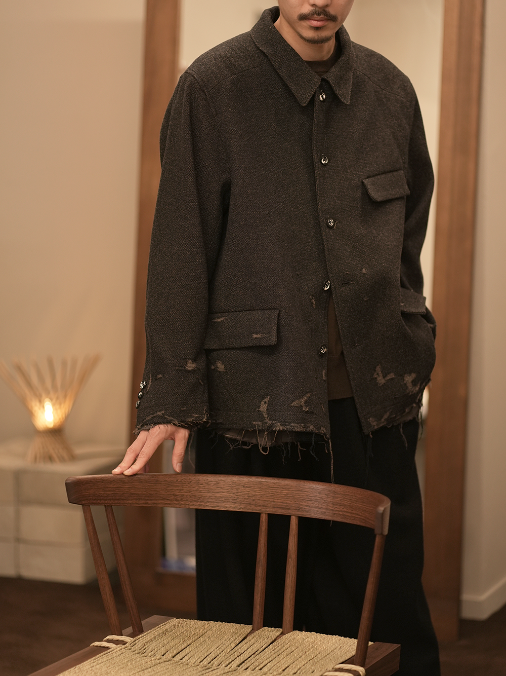 【ANCELLM/exclusive】TWEED CRASH JACKET(GRAY)