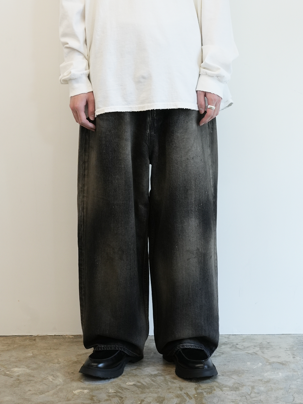 AGING WIDE 5P DENIM PANTS(BLACK)