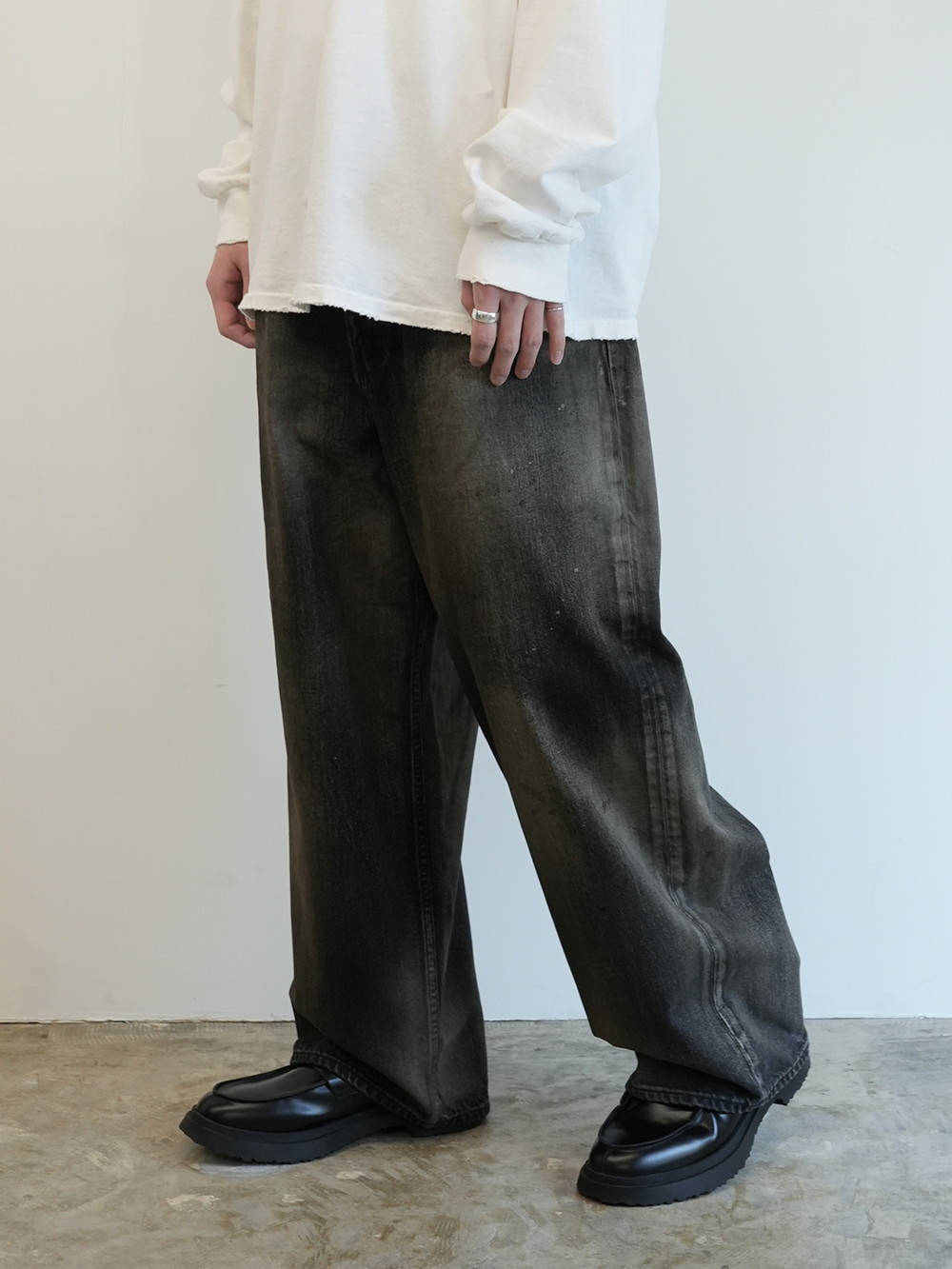 AGING WIDE 5P DENIM PANTS(BLACK)