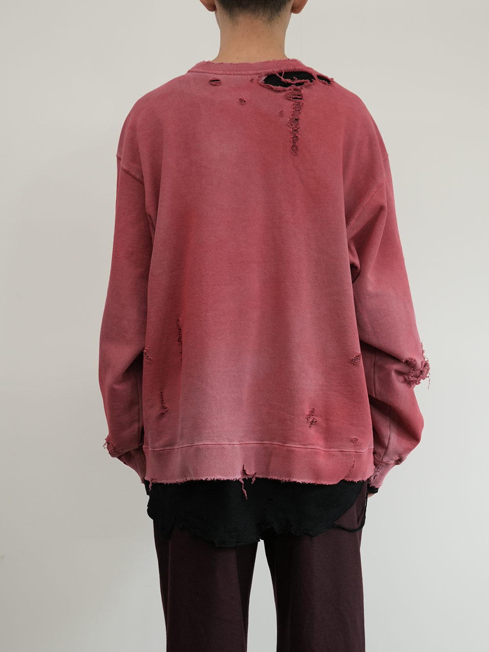 CRASH UNEVEN OVER SWEAT SHIRT(RED)