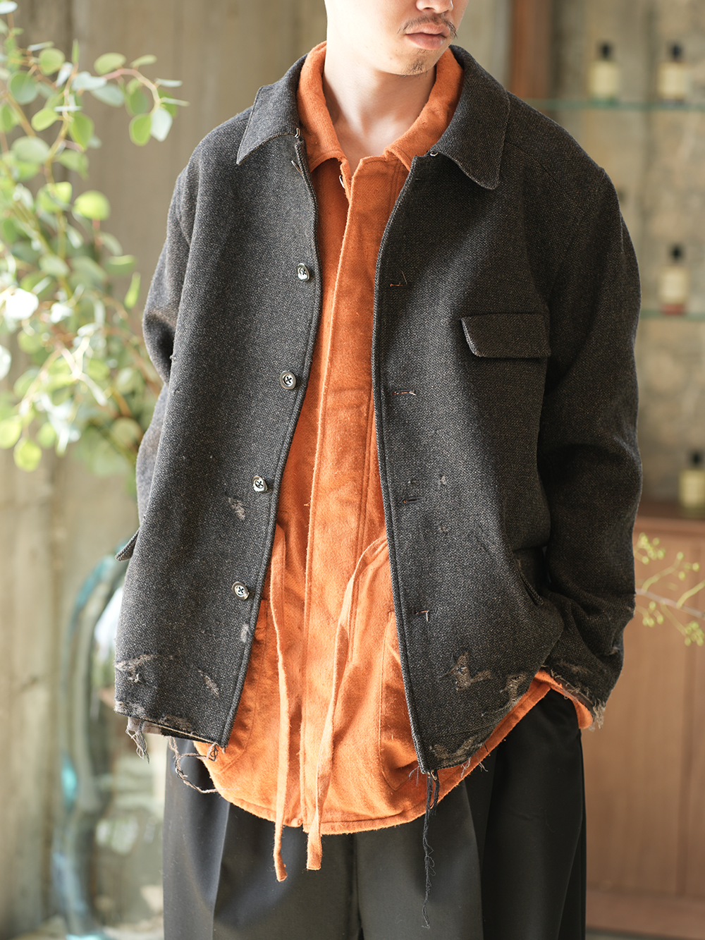 【ANCELLM/exclusive】TWEED CRASH JACKET(GRAY)