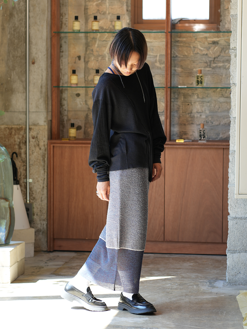 [40%OFF]Loose Cardboard Knit | BISTIER SKIRT (GREIGEMIX)