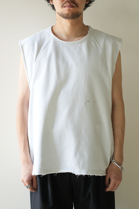 SLEEVELESS AGING T-SHIRT(WHITE)