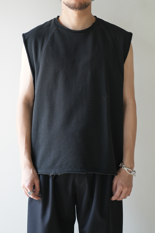 SLEEVELESS AGING T-SHIRT(BLACK)