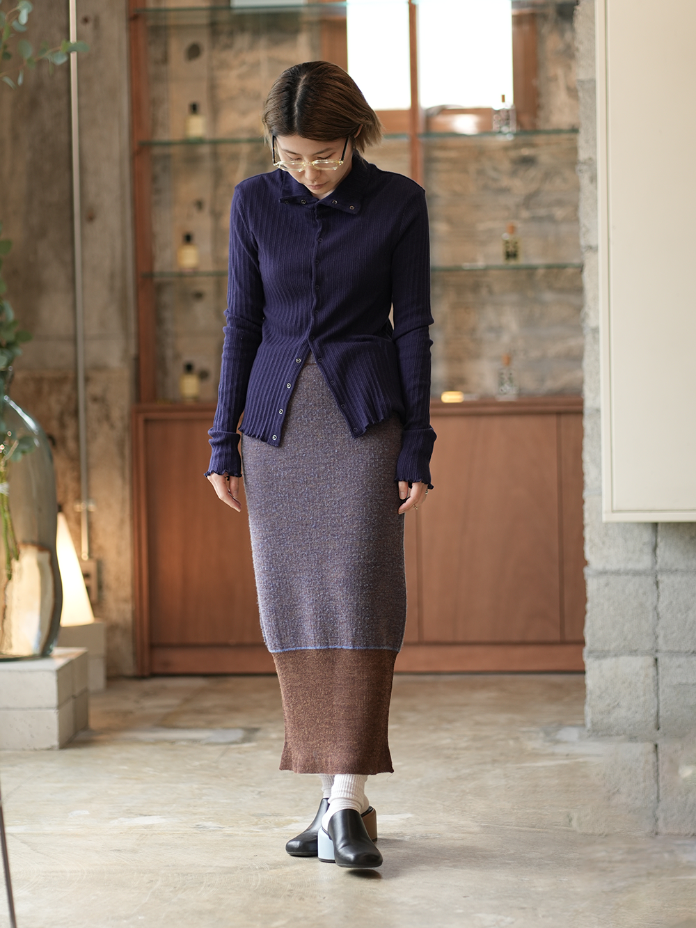 [40%OFF]Loose Cardboard Knit | BISTIER SKIRT (BLUEMIX)