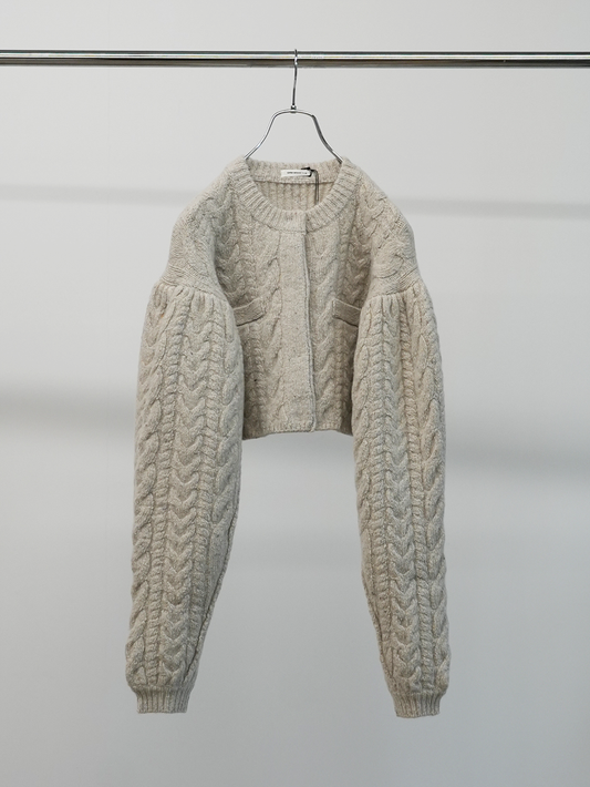 volume sleeve cardigan(NATURAL)