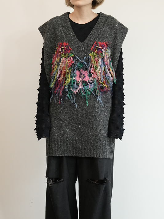 flower fringe vest