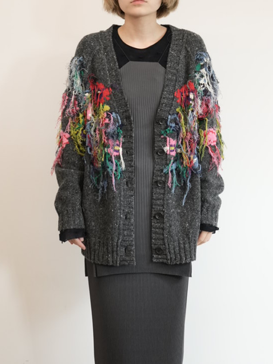 flower fringe cardigan