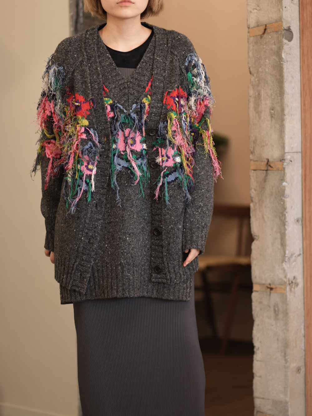 flower fringe cardigan