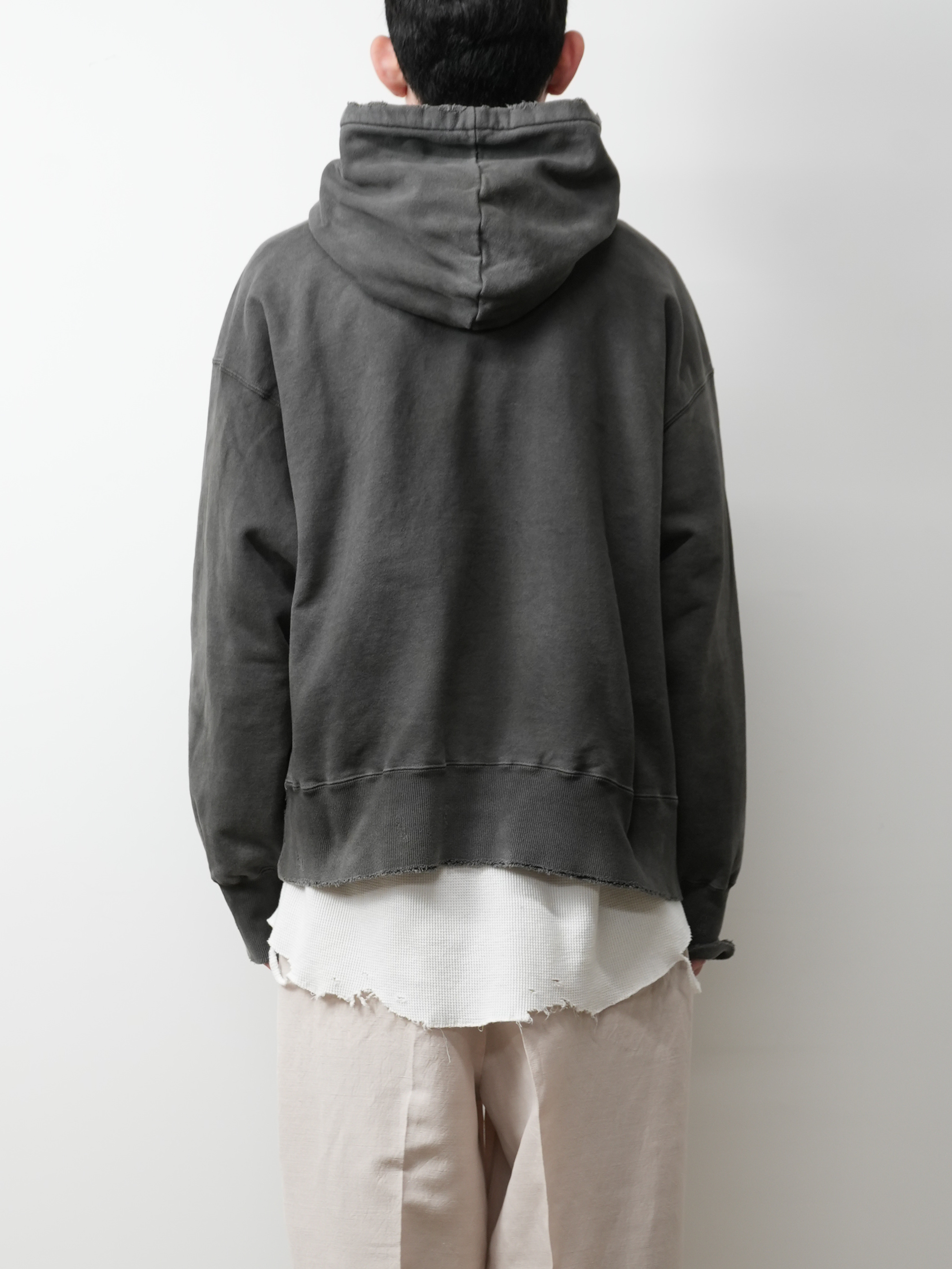 DYED DAMAGE HOODIE(BLACK)