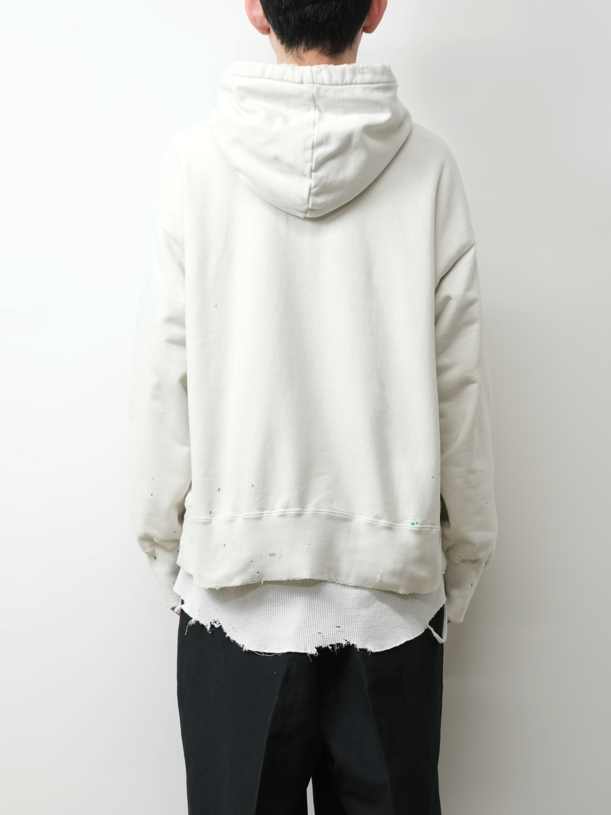 DYED DAMAGE HOODIE(OFF WHITE)