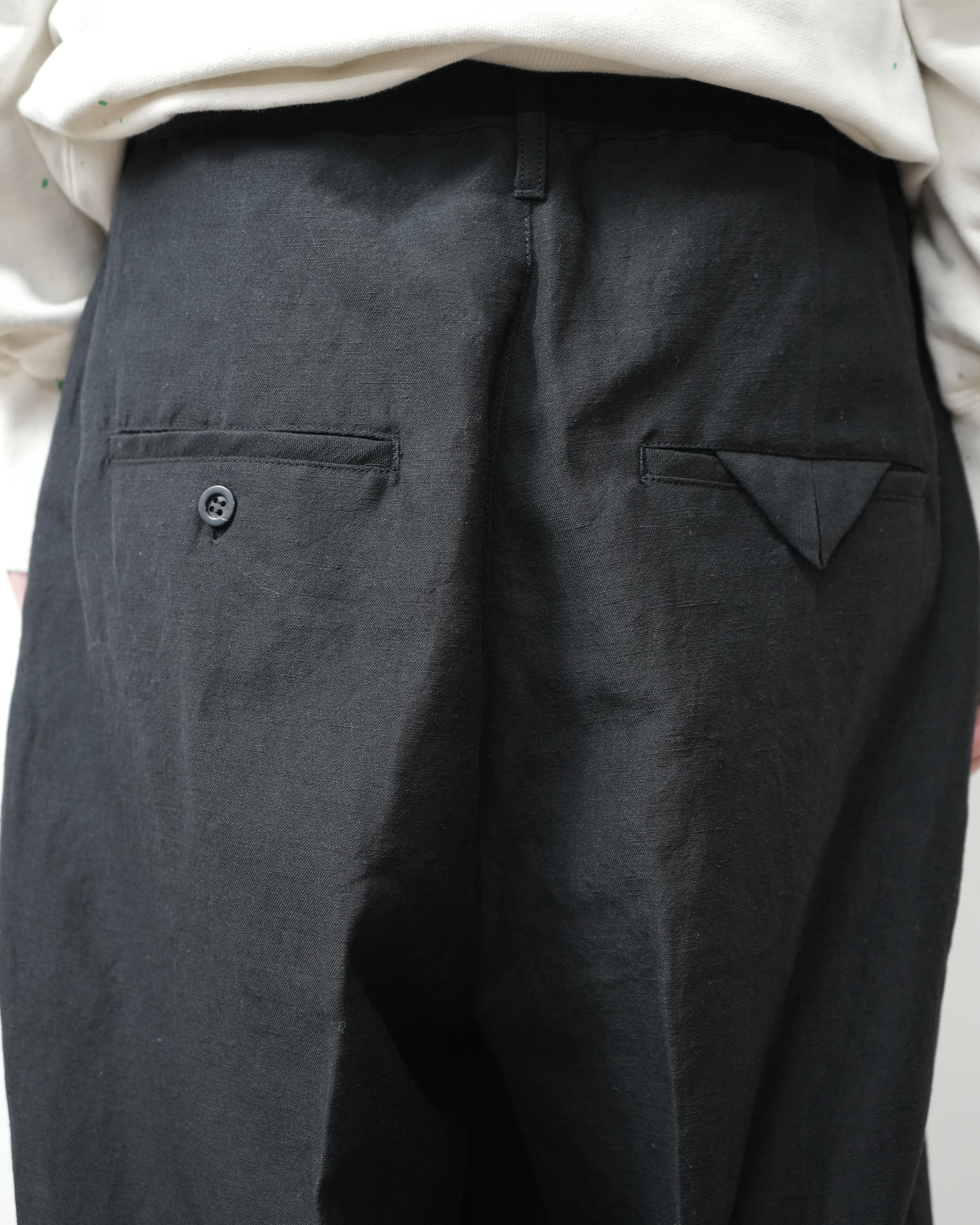 W/L WIDE EASY TUCK SLACKS(BLACK)