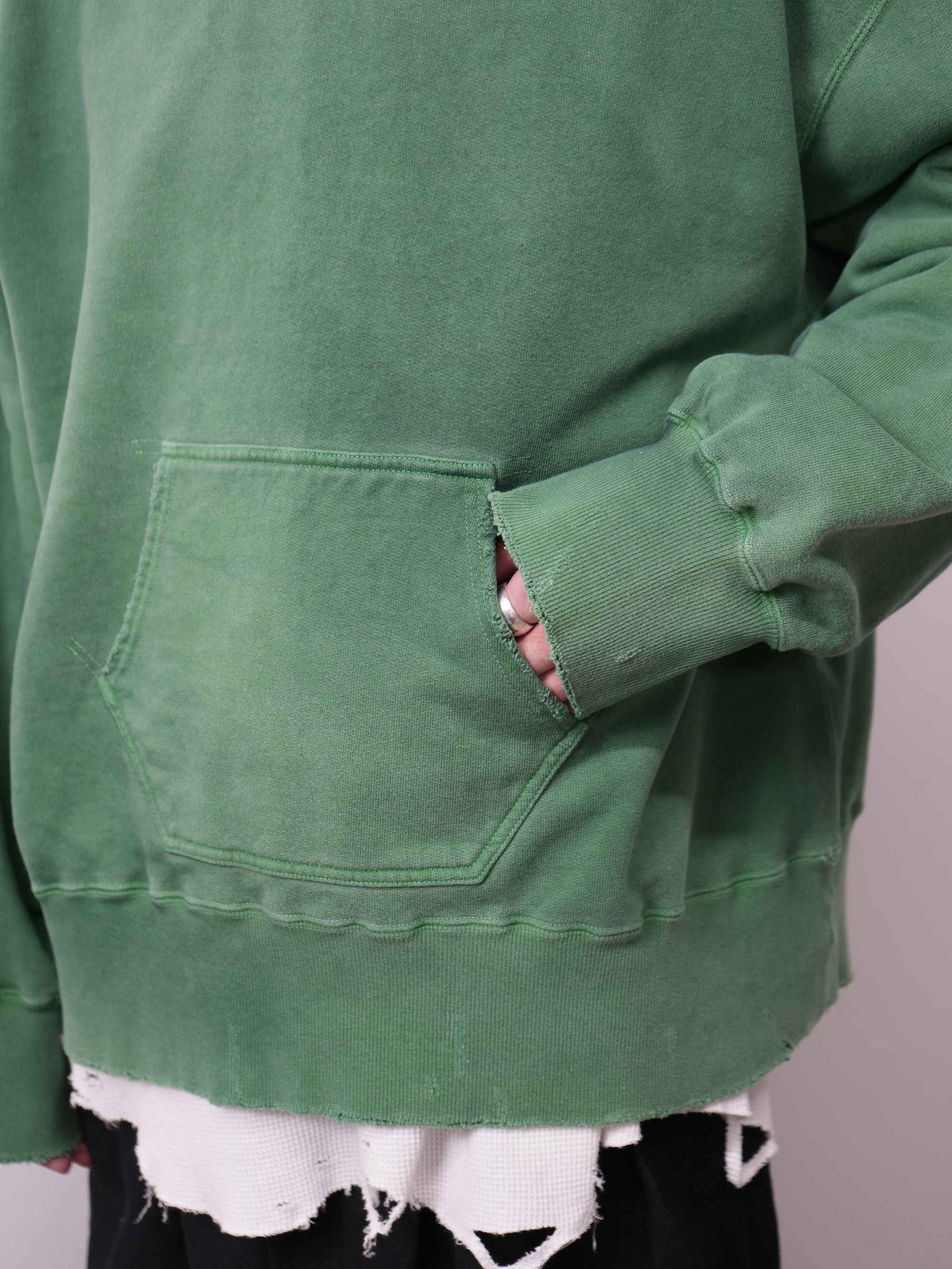 DYED DAMAGE HOODIE(GREEN)