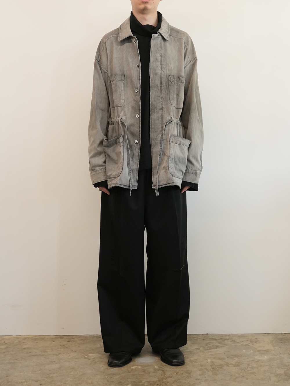 AGING DENIM SHIRT JACKET(BLACK)