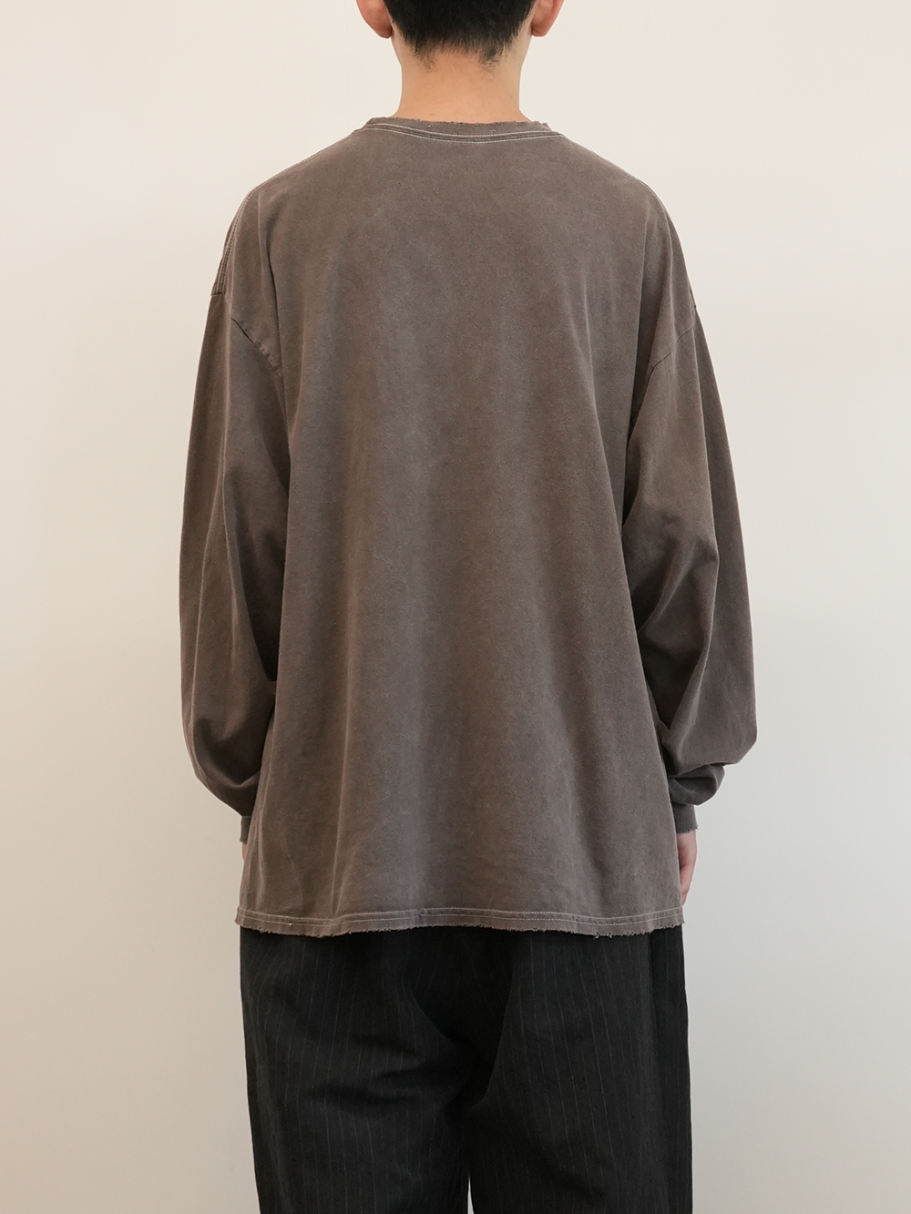 EMBROIDERY DYED LS T-SHIRT(BROWN)