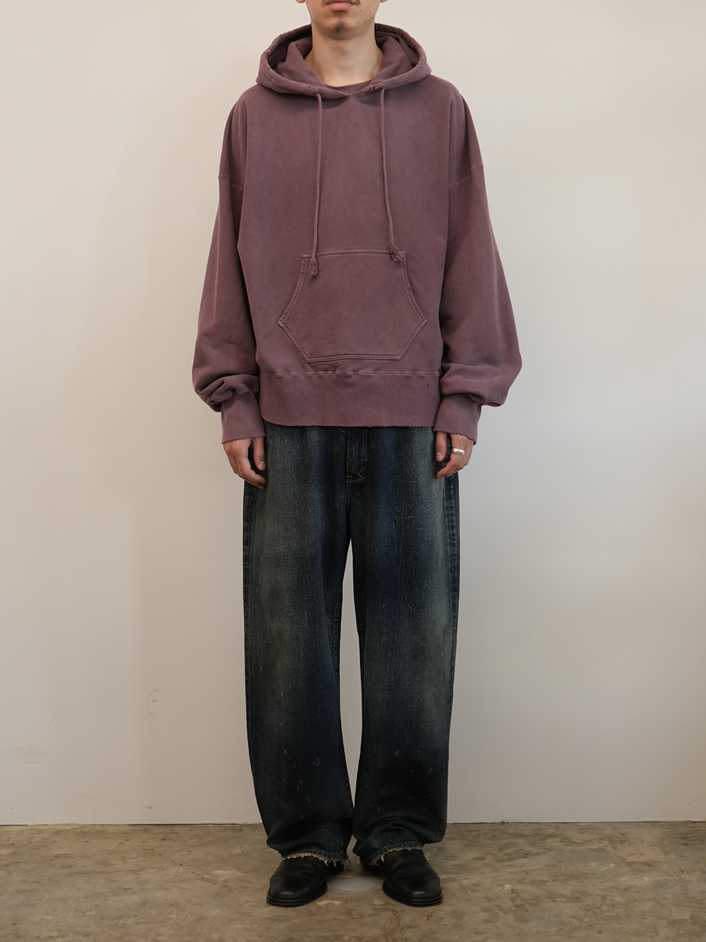 DYED DAMAGE HOODIE(CHERRY)