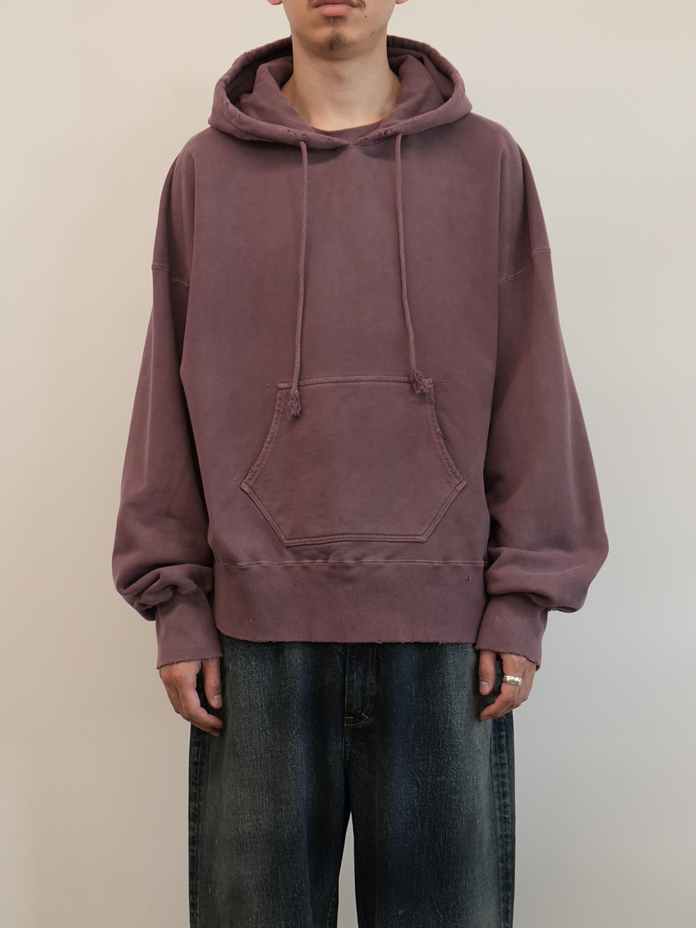 DYED DAMAGE HOODIE(CHERRY)