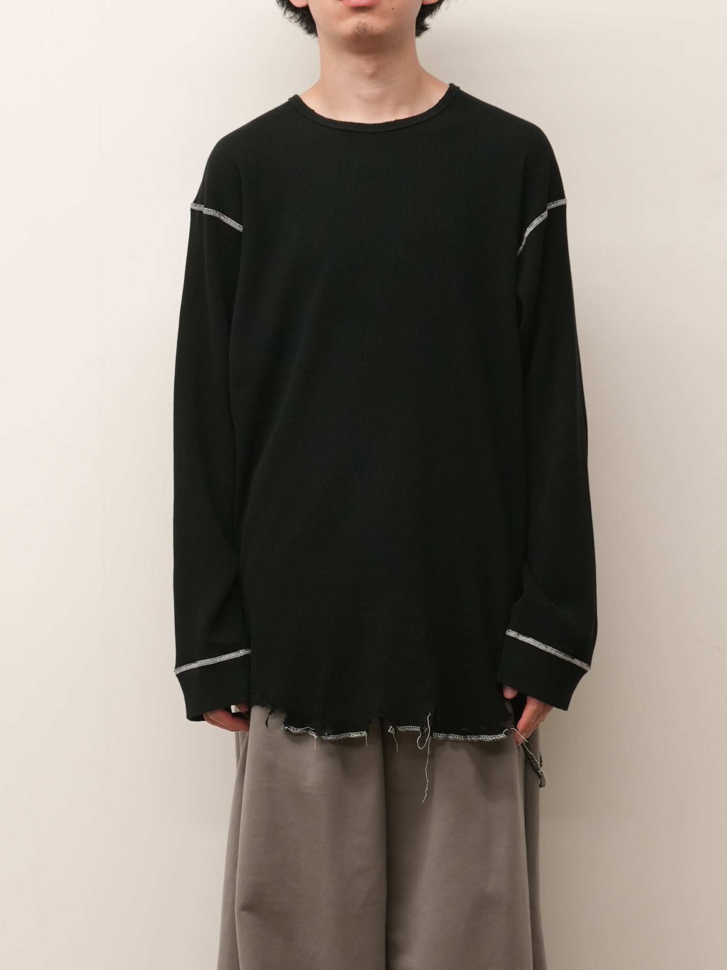 トップス DAMAGE WAFFLE CREW LS T-SHIRT(BLACK) DAMAGE WAFFLE CREW LS T-SHIRT(BLACK)