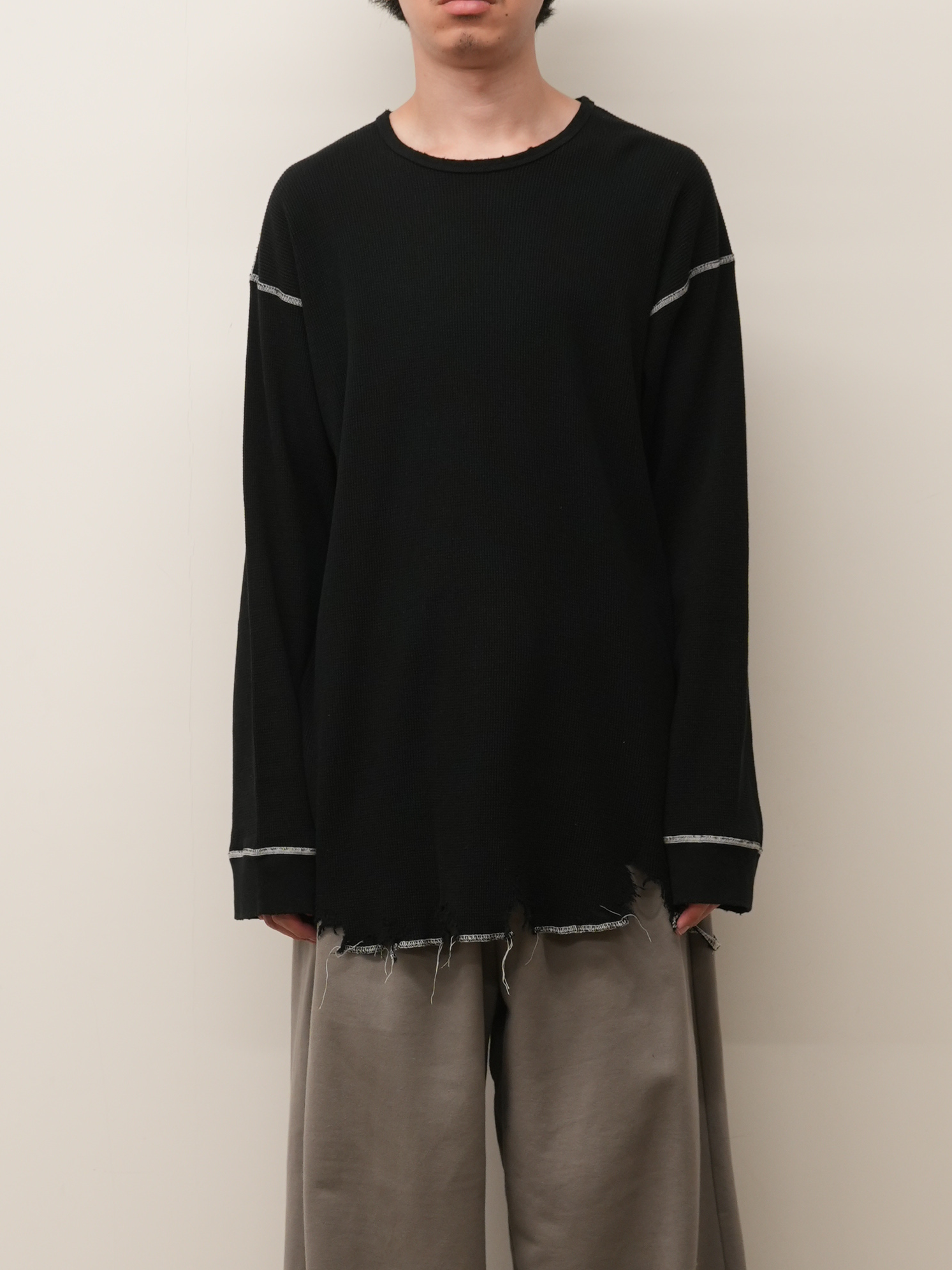 トップス DAMAGE WAFFLE CREW LS T-SHIRT(BLACK) DAMAGE WAFFLE CREW LS T-SHIRT(BLACK)