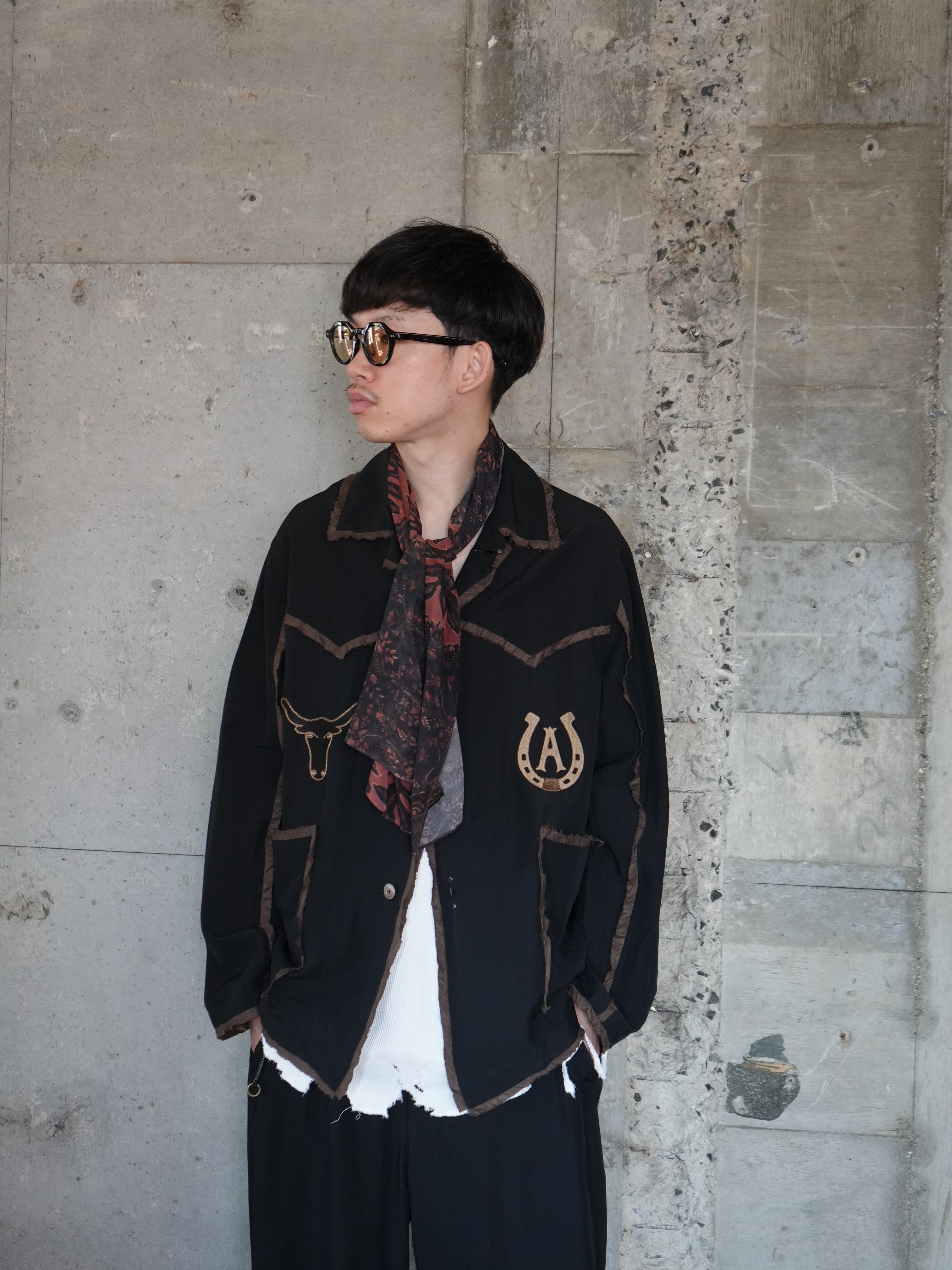 WOOL RAYON TROPICAL EMBROIDERY JACKET