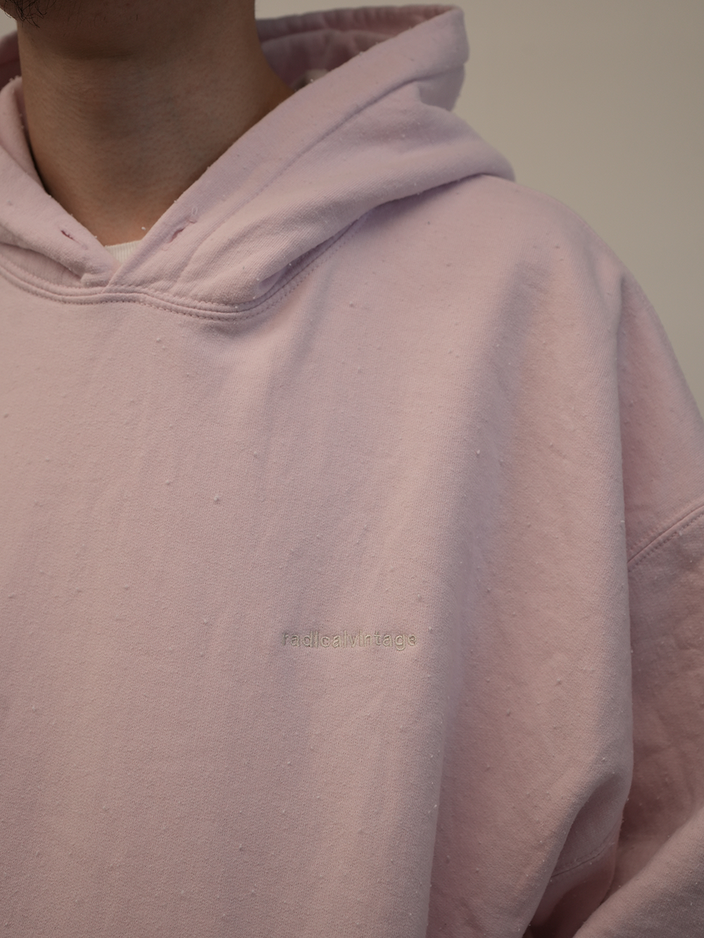 EMBROIDERY AGING HOODIE(PINK)