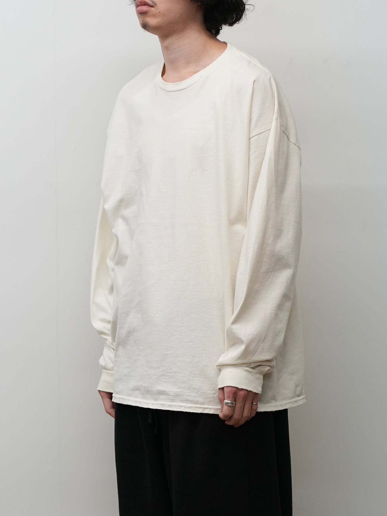 トップス ANCELLM 26ss EMBROIDERY DYED LS(WHITE) EMBROIDERY DYED LS(WHITE)