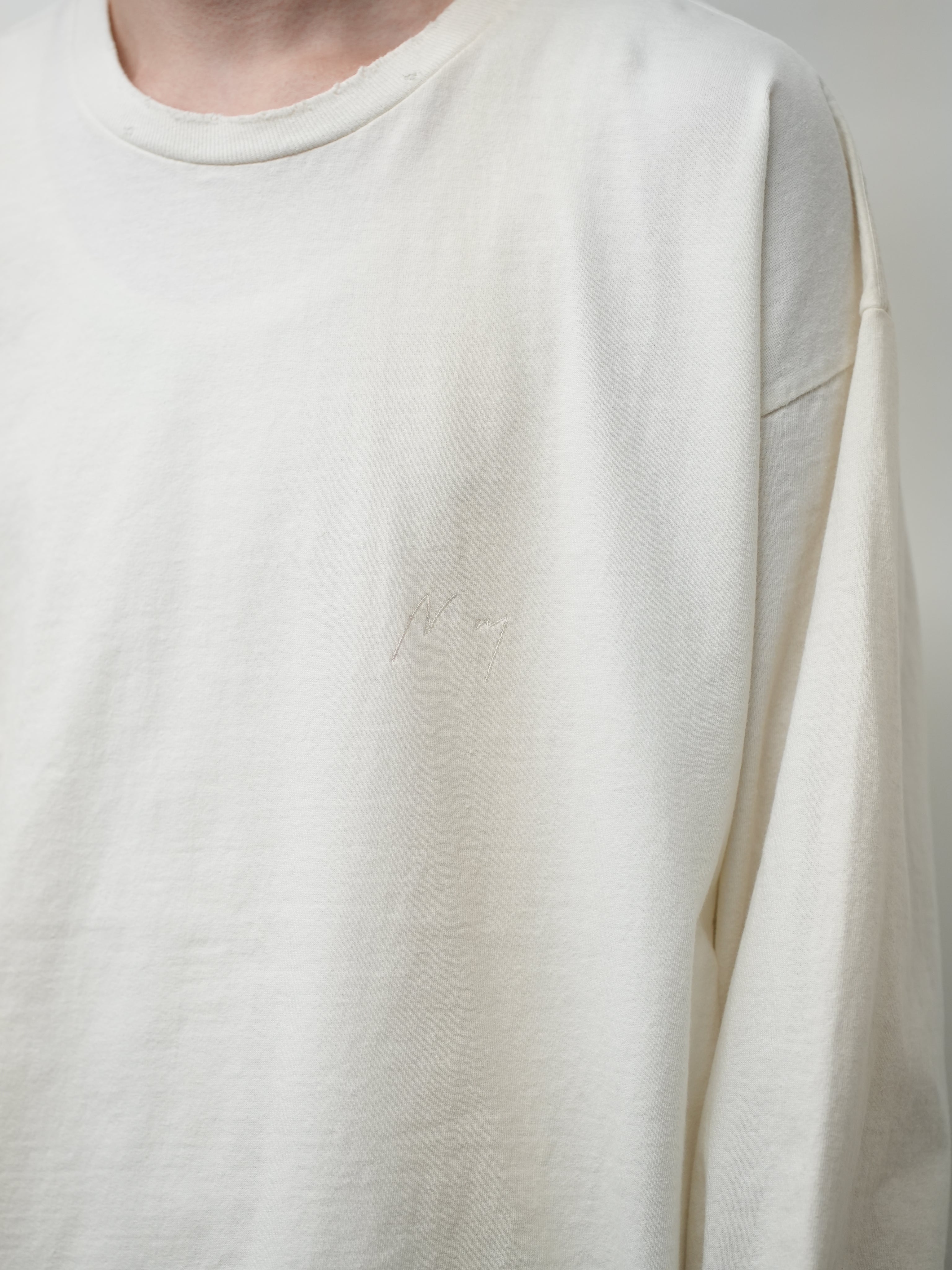 EMBROIDERY DYED LS(WHITE)