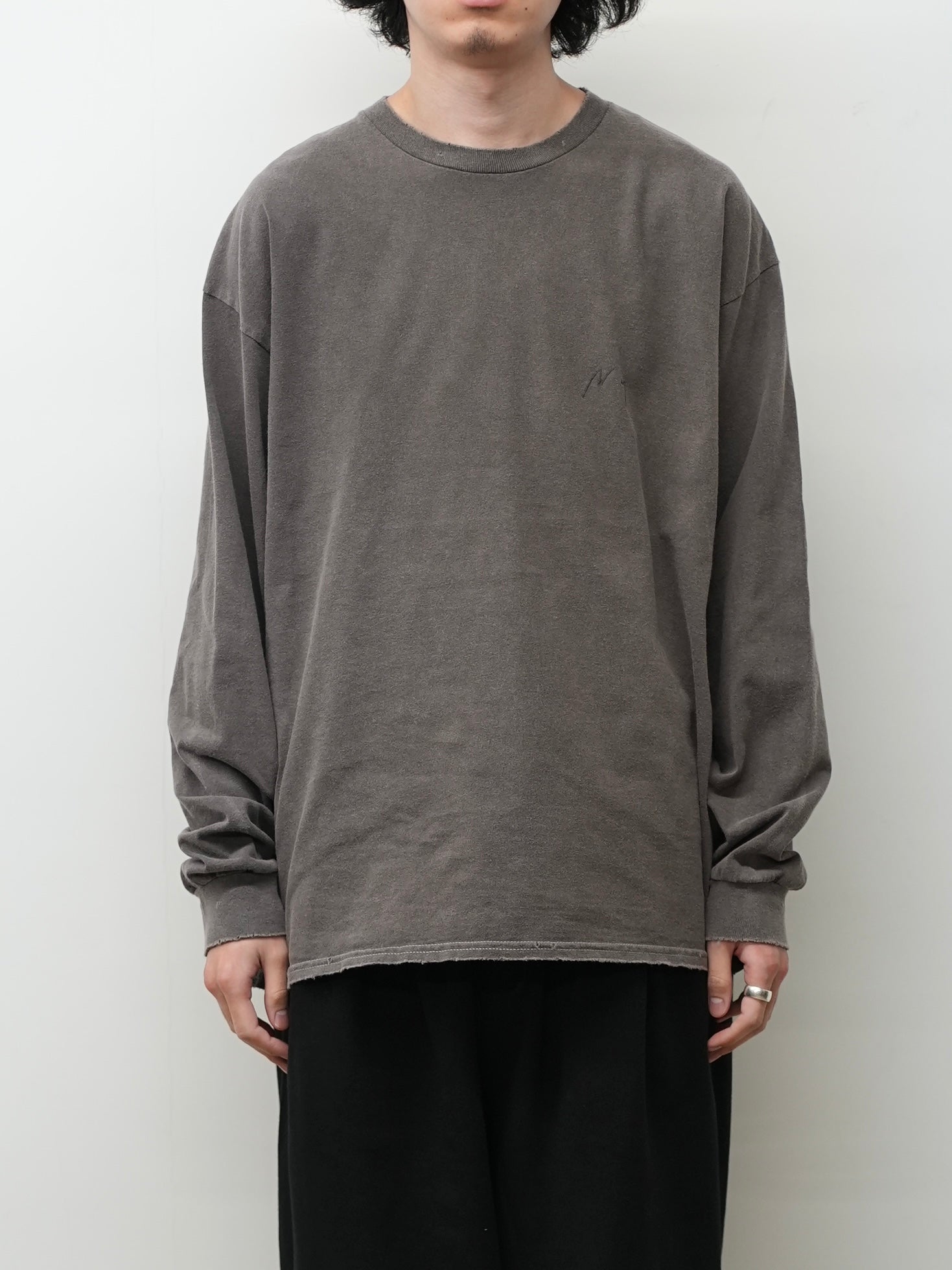 EMBROIDERY DYED LS(BROWN)