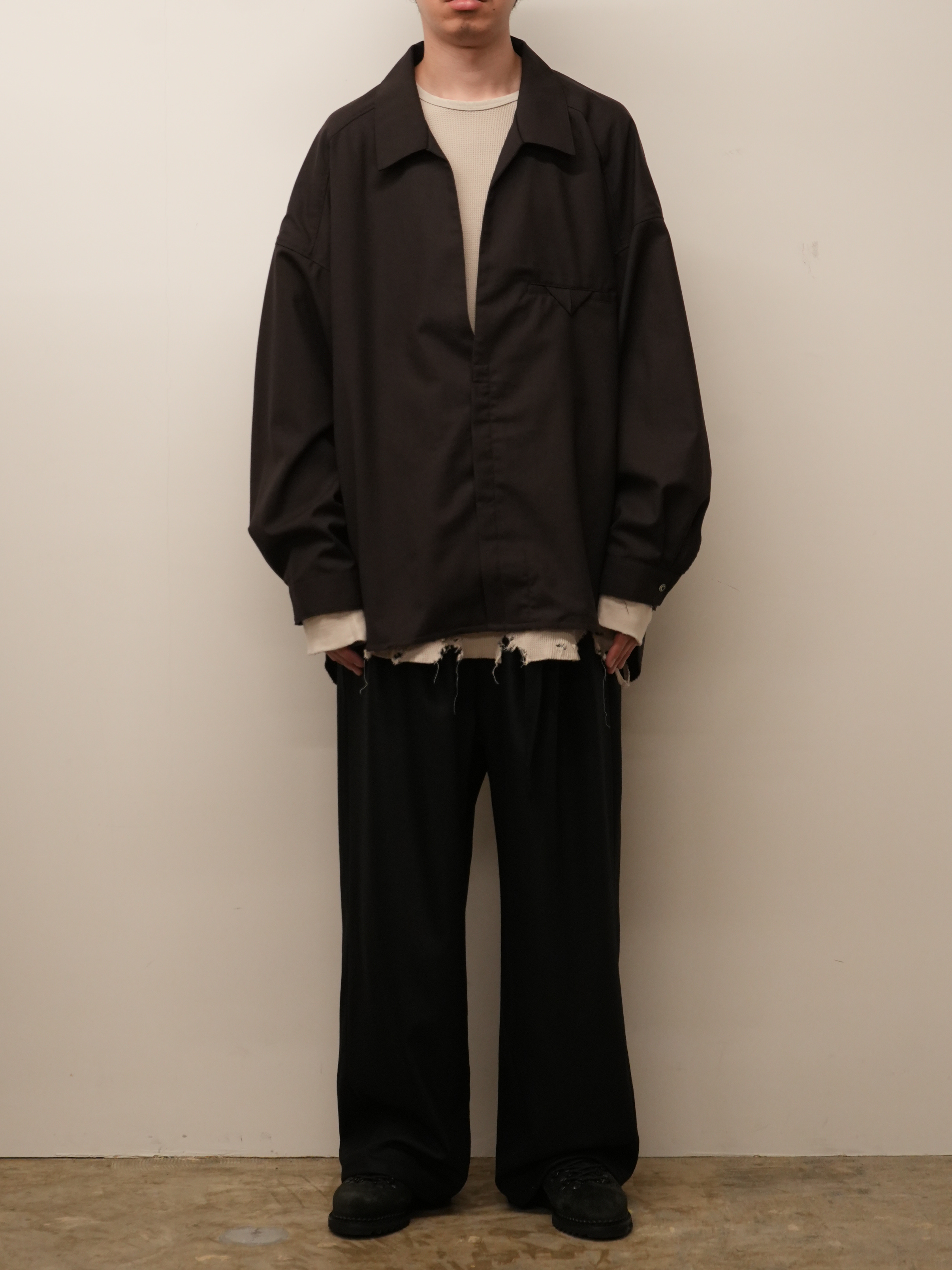 WASH WOOL LONG SHIRT(BROWN)