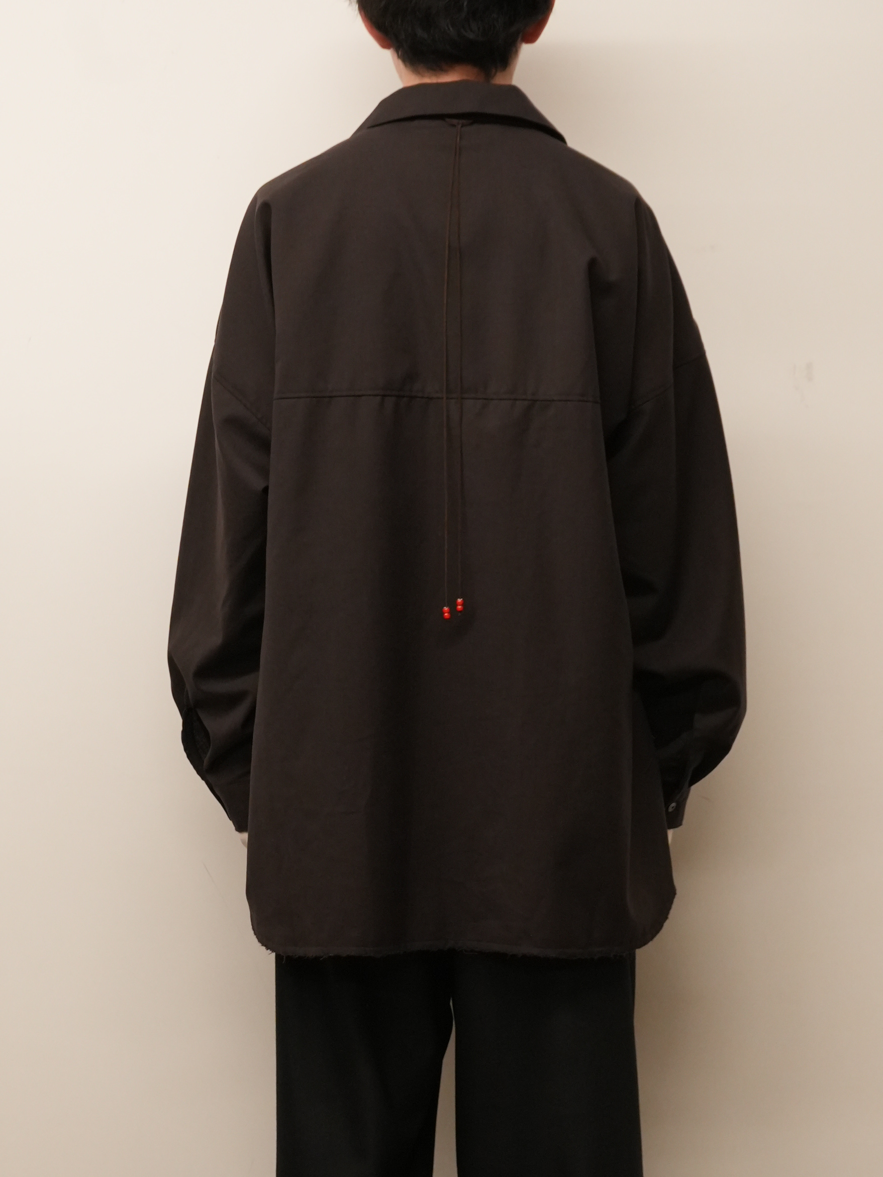 WASH WOOL LONG SHIRT(BROWN)