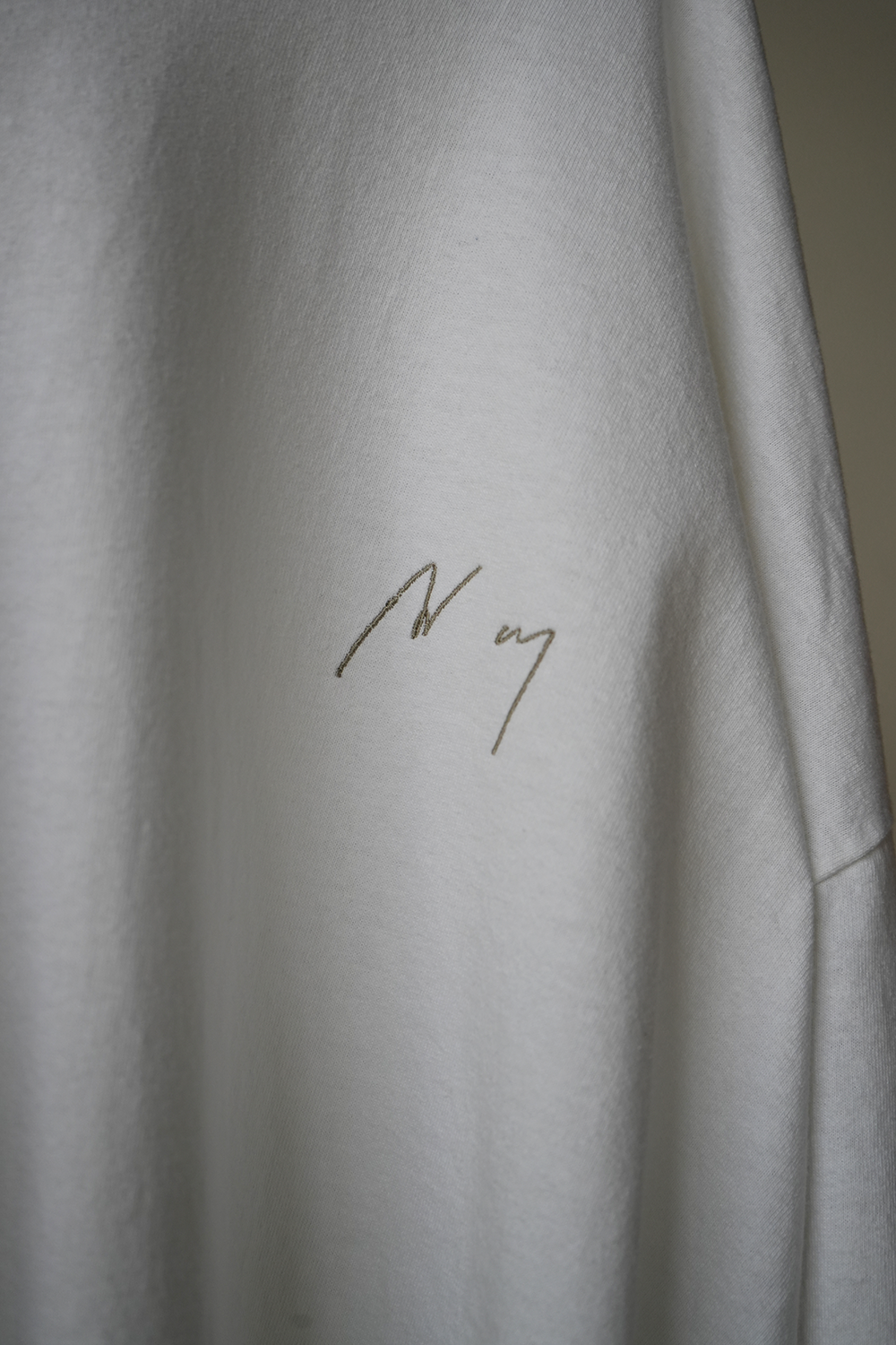 EMBROIDERY DYED LS T-SHIRT(WHITE)