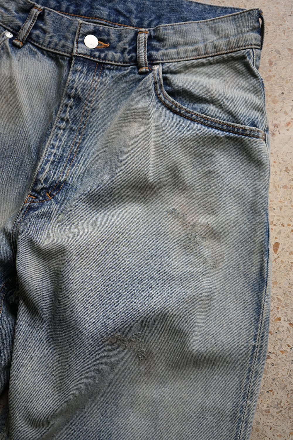 AGING SELVEDGE TAPERED 5P DENIM PANTS