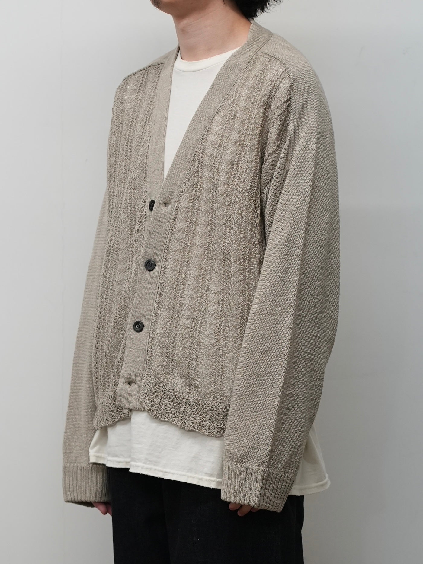 LACED KNIT CARDIGAN(BEIGE)