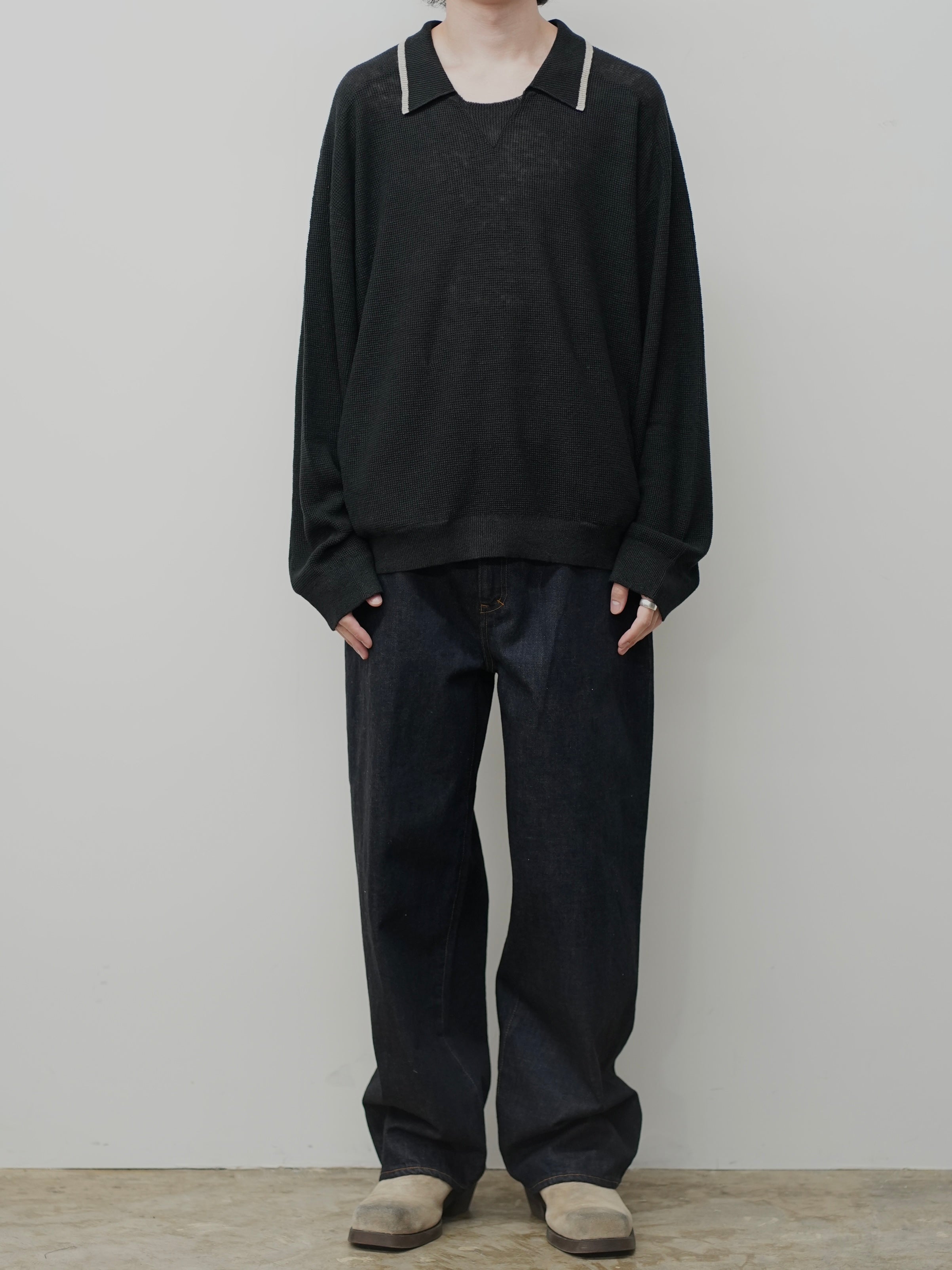 CONTRAST COLLAR KNIT(BLACK)