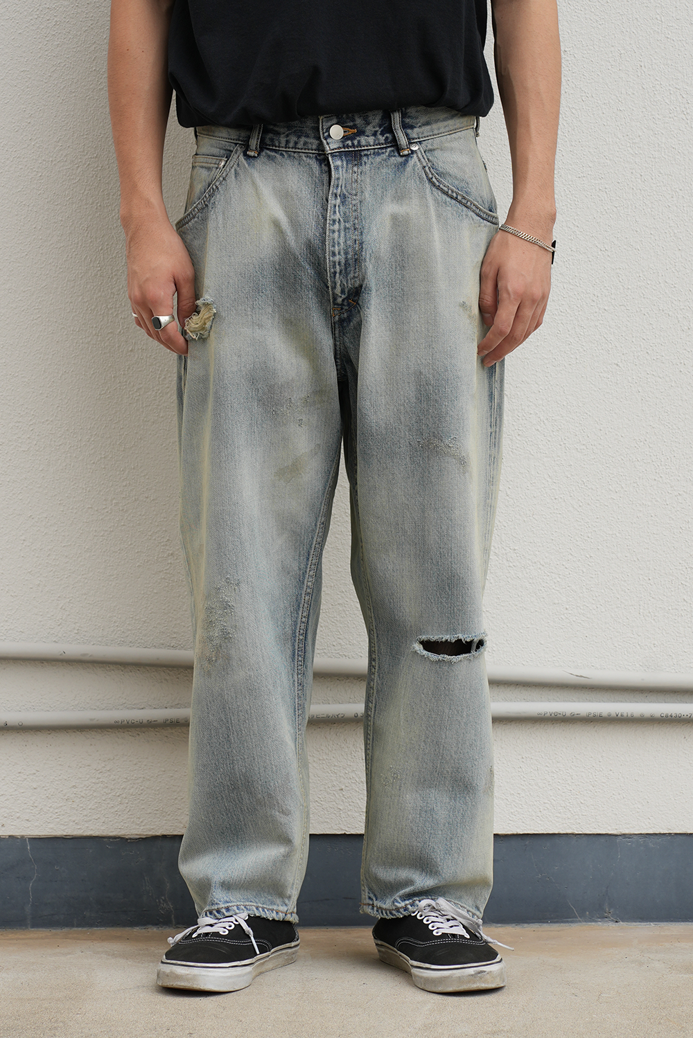 AGING SELVEDGE TAPERED 5P DENIM PANTS